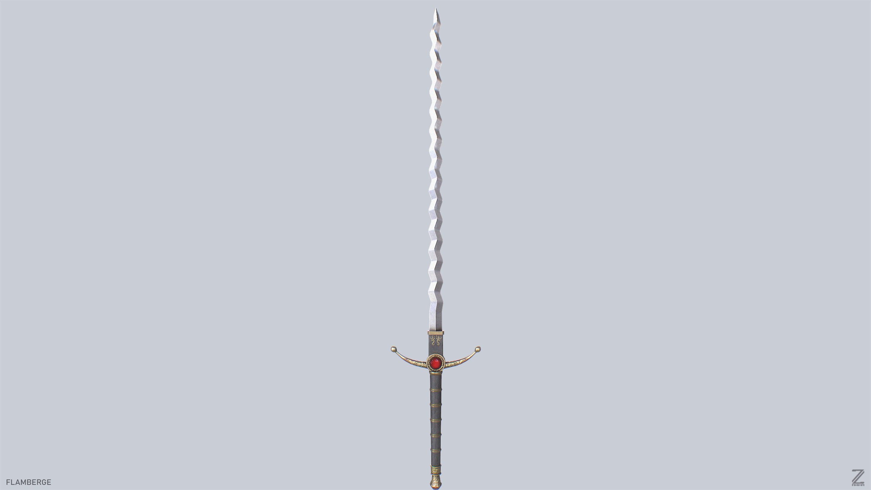 Flamberge Low-poly 3D model_2