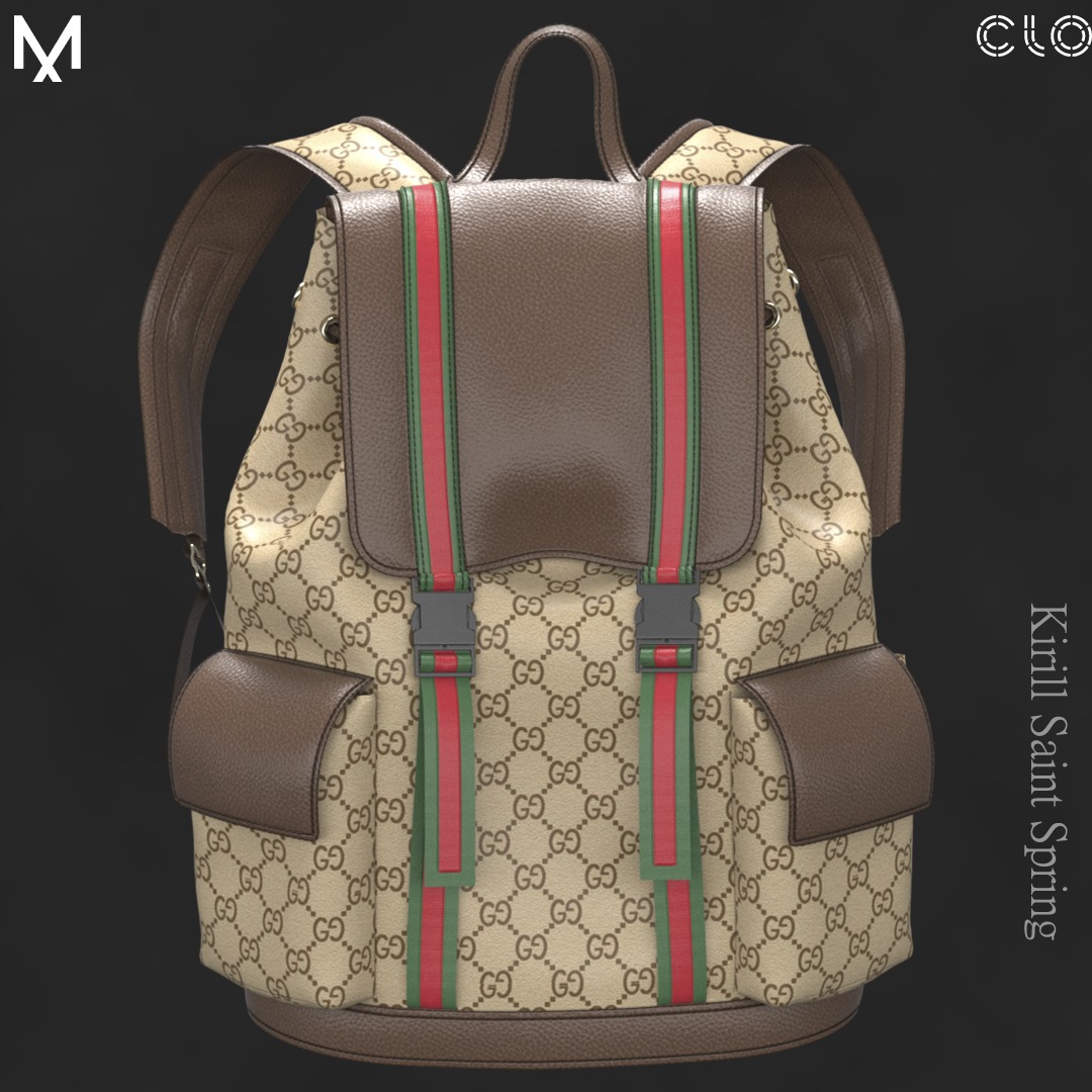 Backpack  Marvelous designer Clo3d OBJ mtl FBX ZPRJ 3D model_1