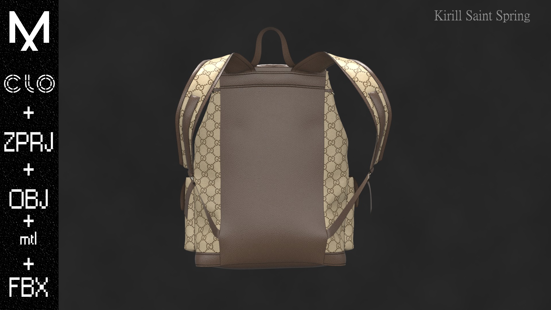 Backpack  Marvelous designer Clo3d OBJ mtl FBX ZPRJ 3D model_5