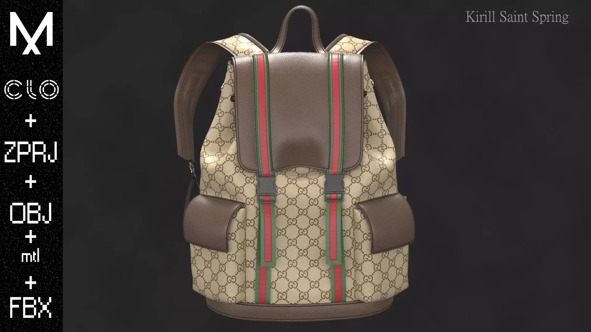Backpack  Marvelous designer Clo3d OBJ mtl FBX ZPRJ 3D model_0