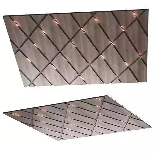 Wooden suspended ceiling with lighting 50