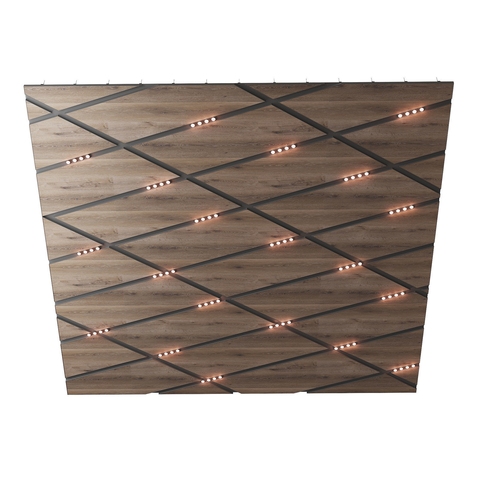 Wooden suspended ceiling with lighting 50 3D model_1