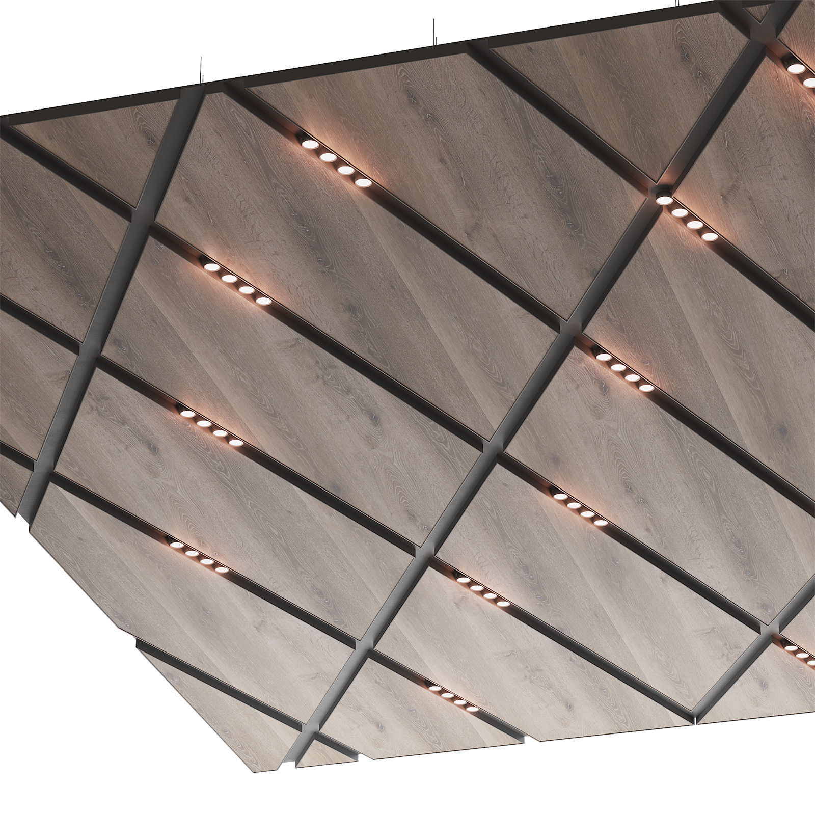 Wooden suspended ceiling with lighting 50 3D model_2