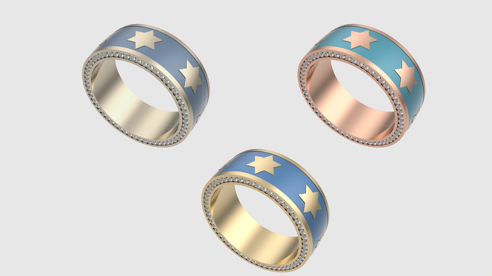 Star of David Enamel Ring JDBCo 3D print model_2