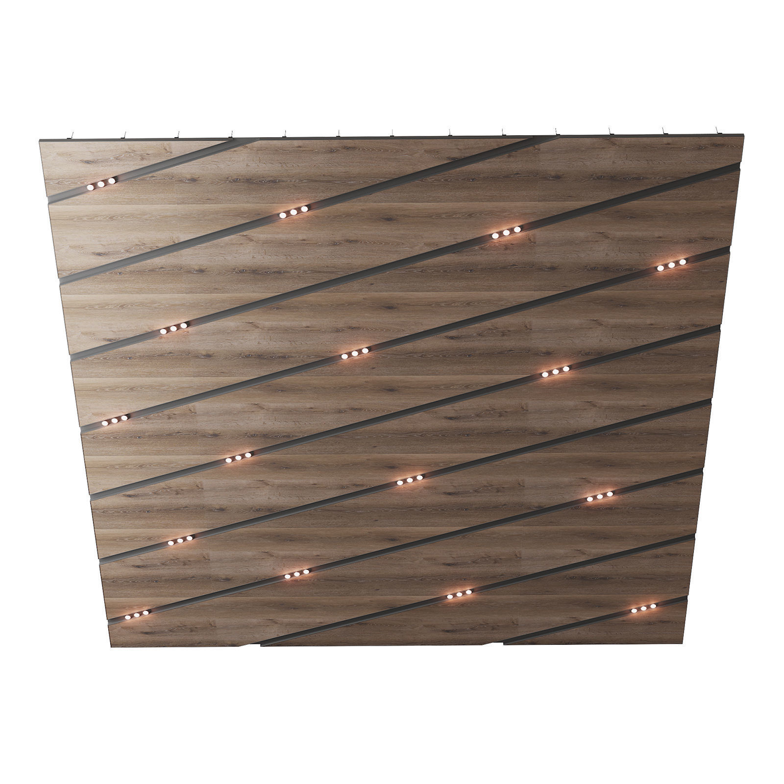 Wooden suspended ceiling with lighting 45 3D model_1
