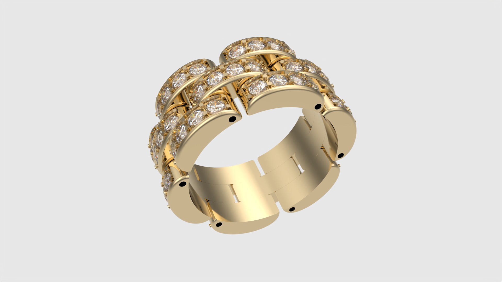 Flexible Chain Links Sparkling Wedding Ring JDBCo 3D print model_24