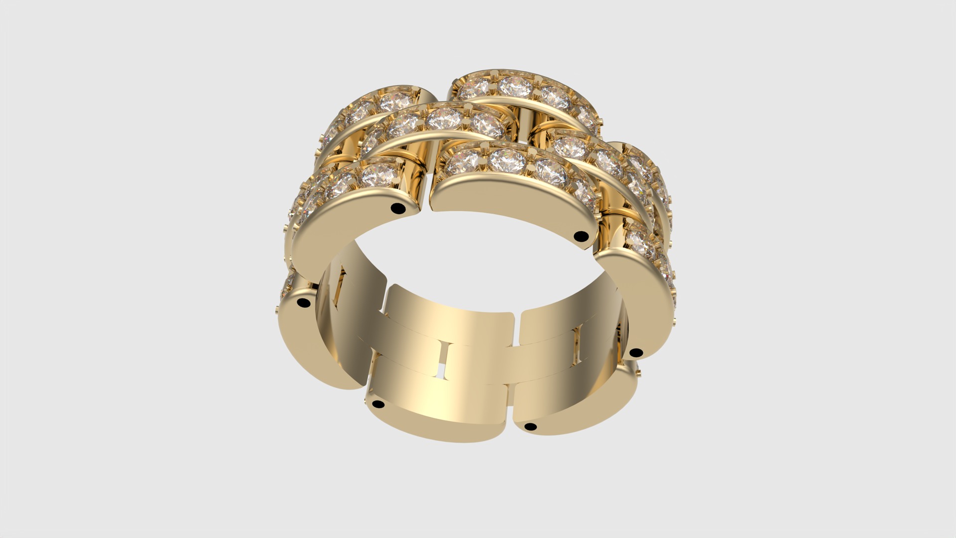 Flexible Chain Links Sparkling Wedding Ring JDBCo 3D print model_23