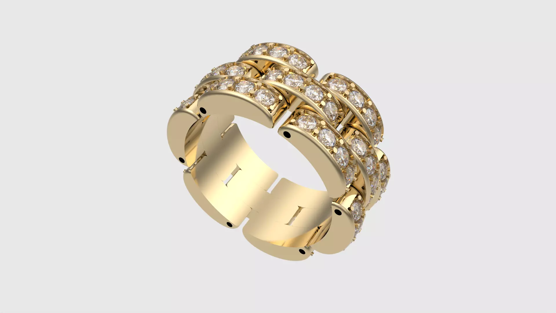 Flexible Chain Links Sparkling Wedding Ring JDBCo 3D print model_0