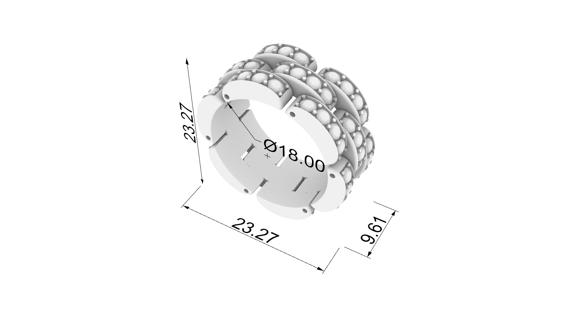 Flexible Chain Links Sparkling Wedding Ring JDBCo 3D print model_1