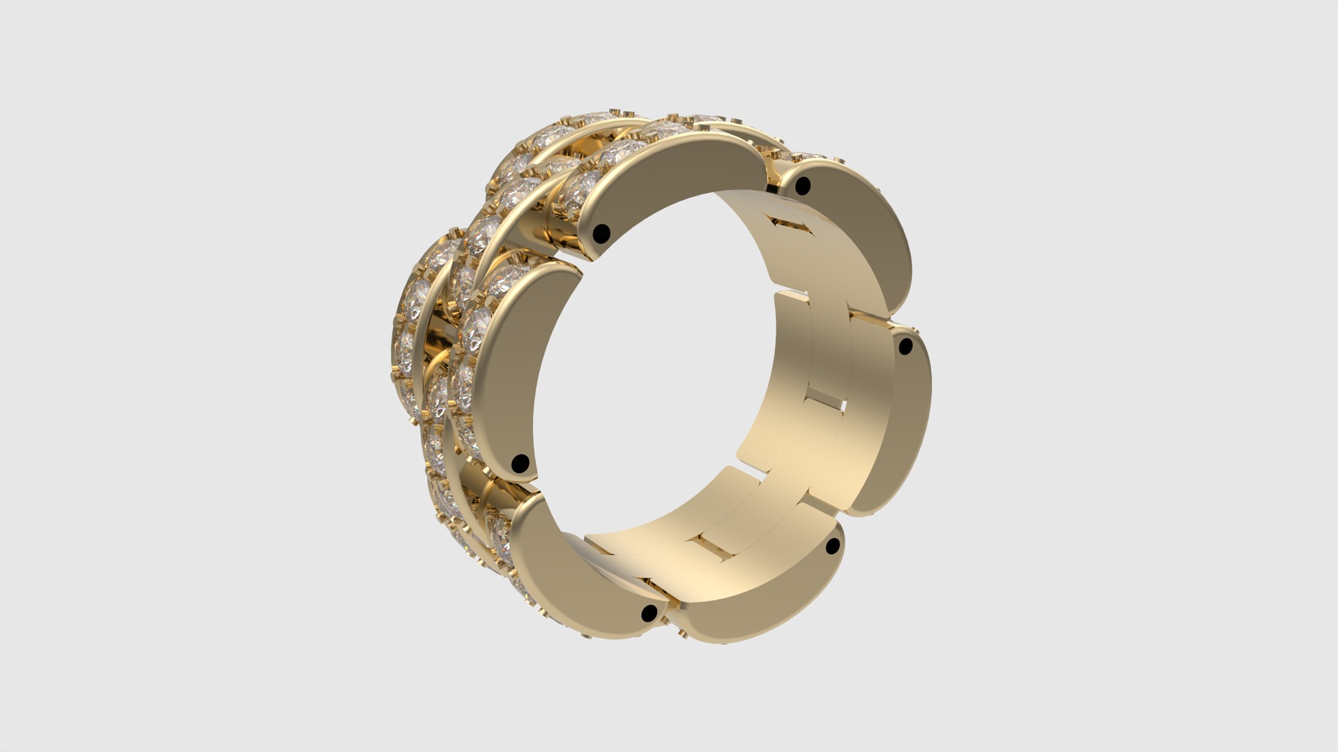 Flexible Chain Links Sparkling Wedding Ring JDBCo 3D print model_3