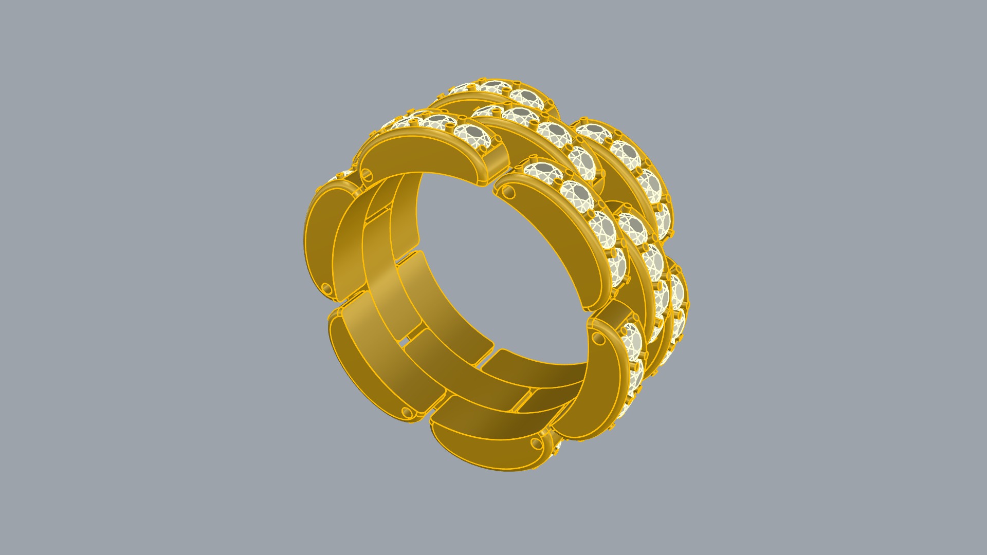 Flexible Chain Links Sparkling Wedding Ring JDBCo 3D print model_7