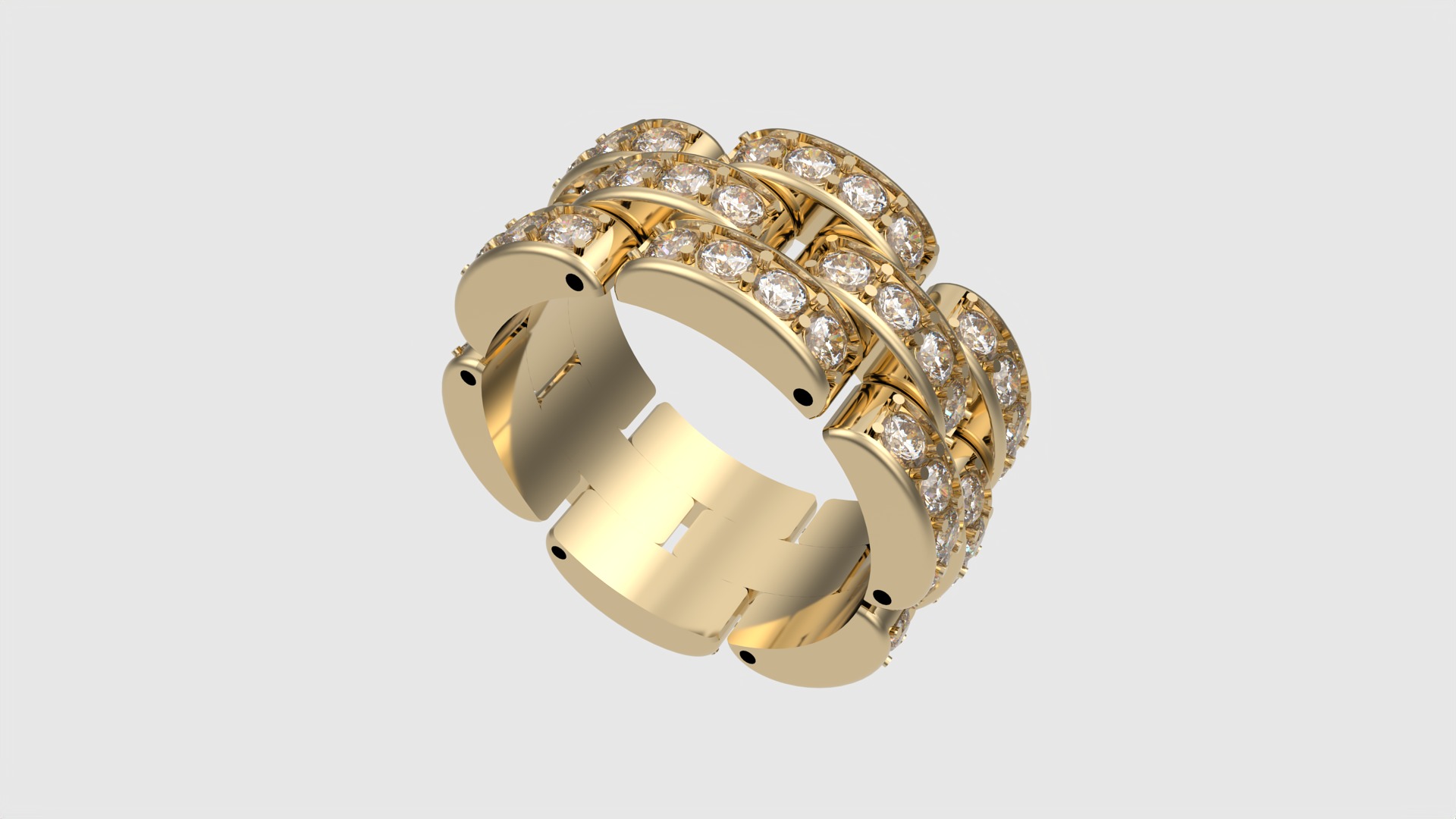 Flexible Chain Links Sparkling Wedding Ring JDBCo 3D print model_22