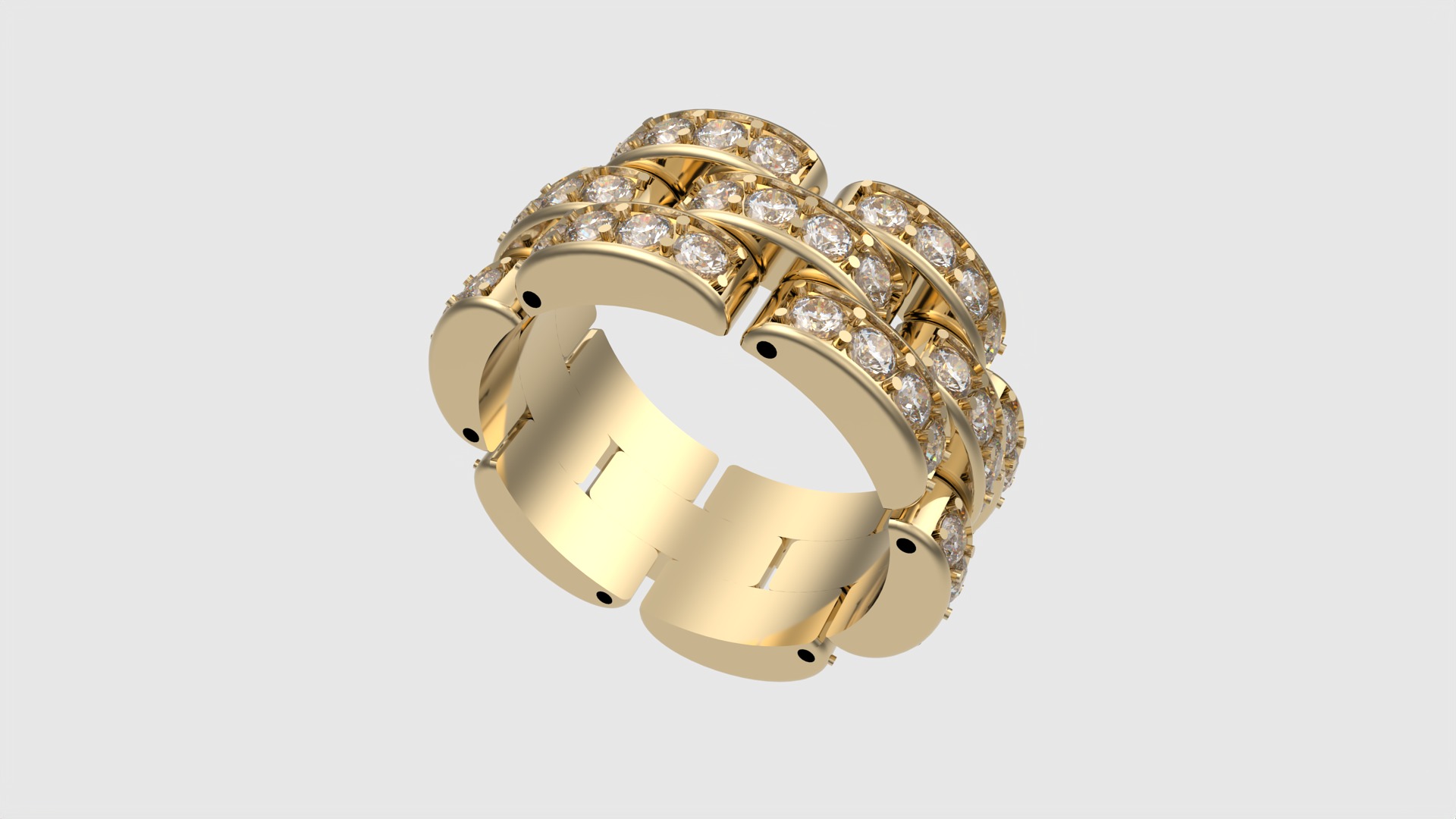 Flexible Chain Links Sparkling Wedding Ring JDBCo 3D print model_15