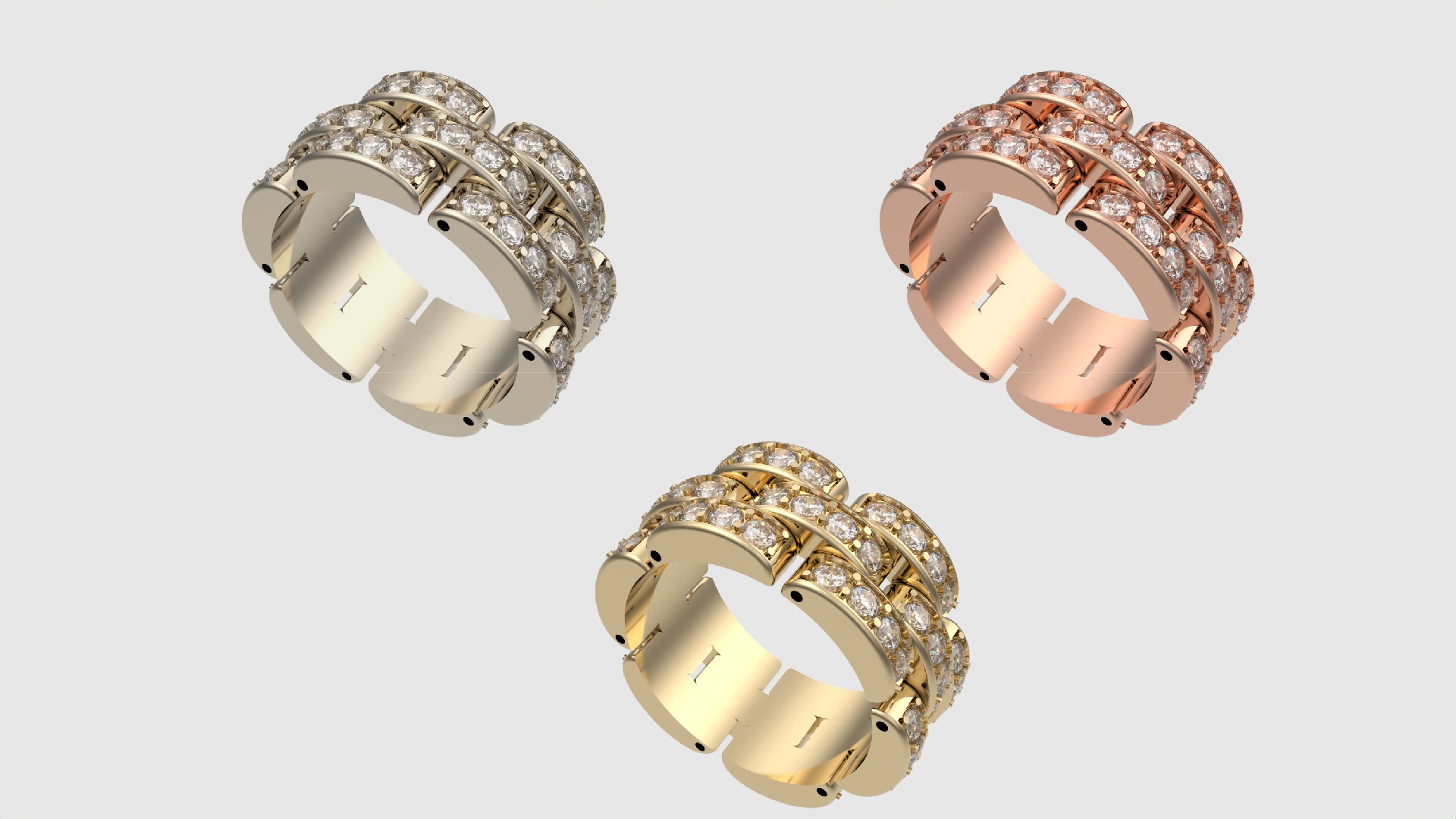 Flexible Chain Links Sparkling Wedding Ring JDBCo 3D print model_2