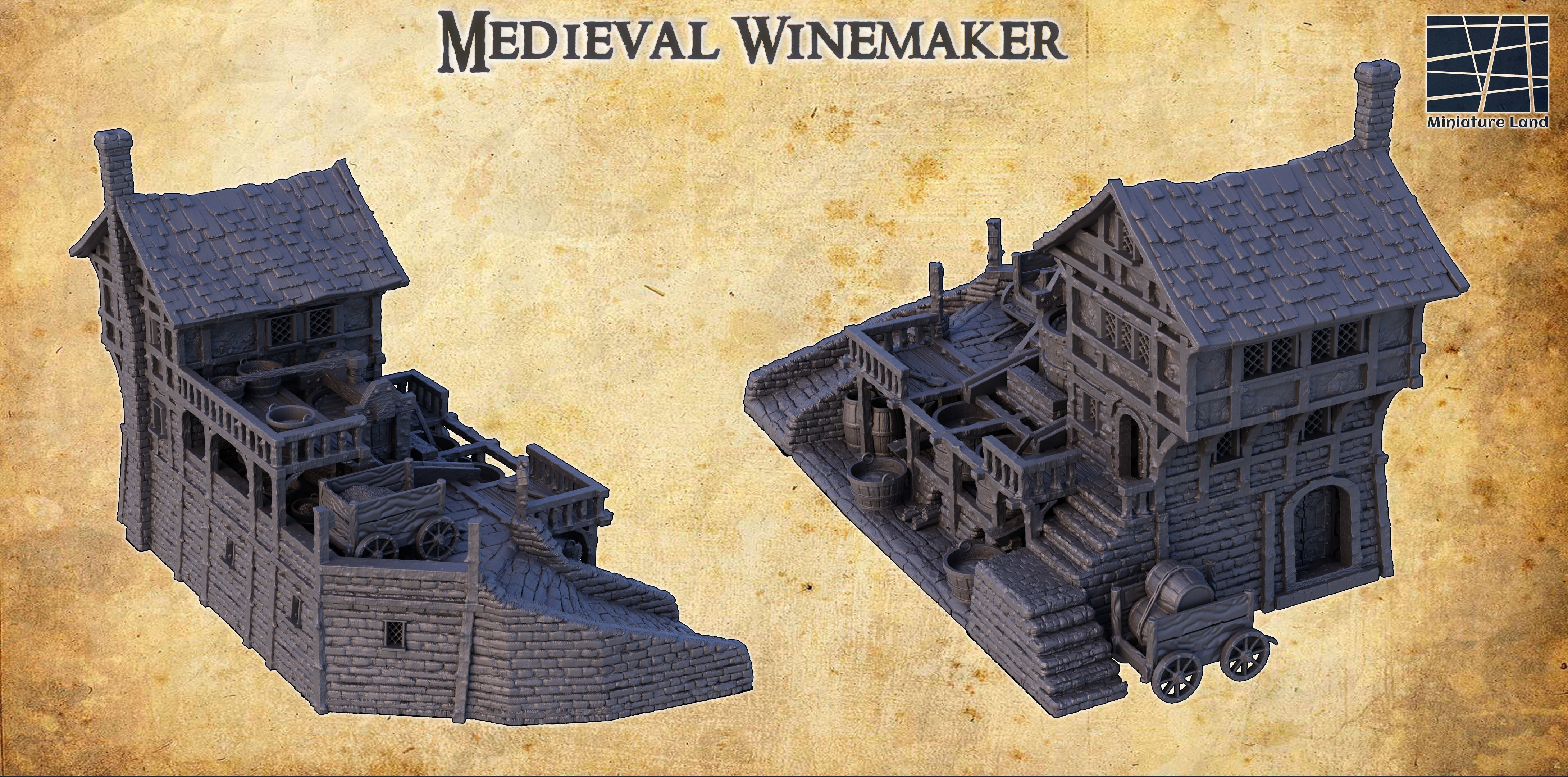 Medieval Winemaker Tabletop Terrain 28 MM 3D print model_2