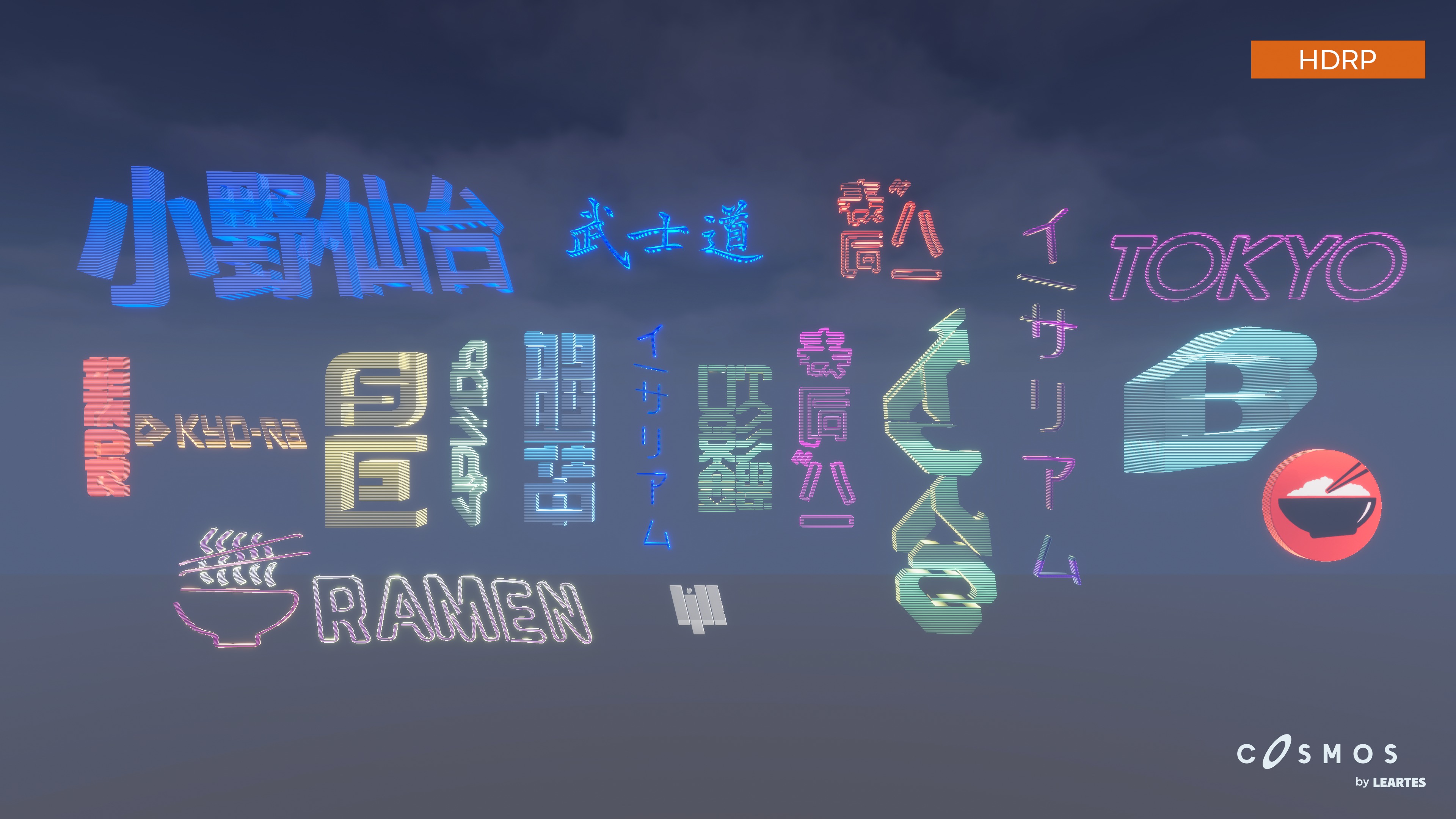 Cyberpunk Japan Holograms Neon Set of 51 Holograms Low-poly 3D model_7