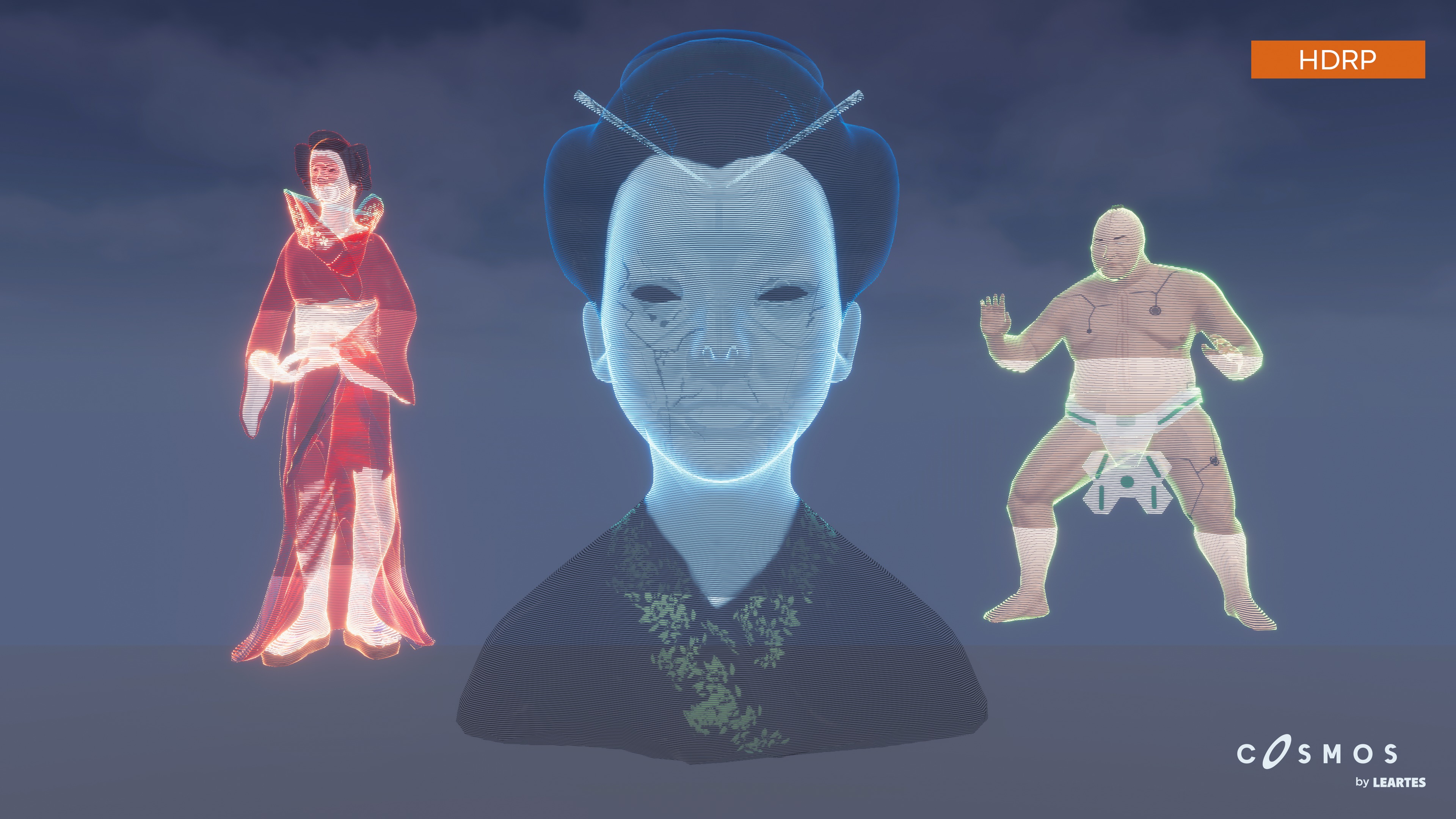 Cyberpunk Japan Holograms Neon Set of 51 Holograms Low-poly 3D model_13