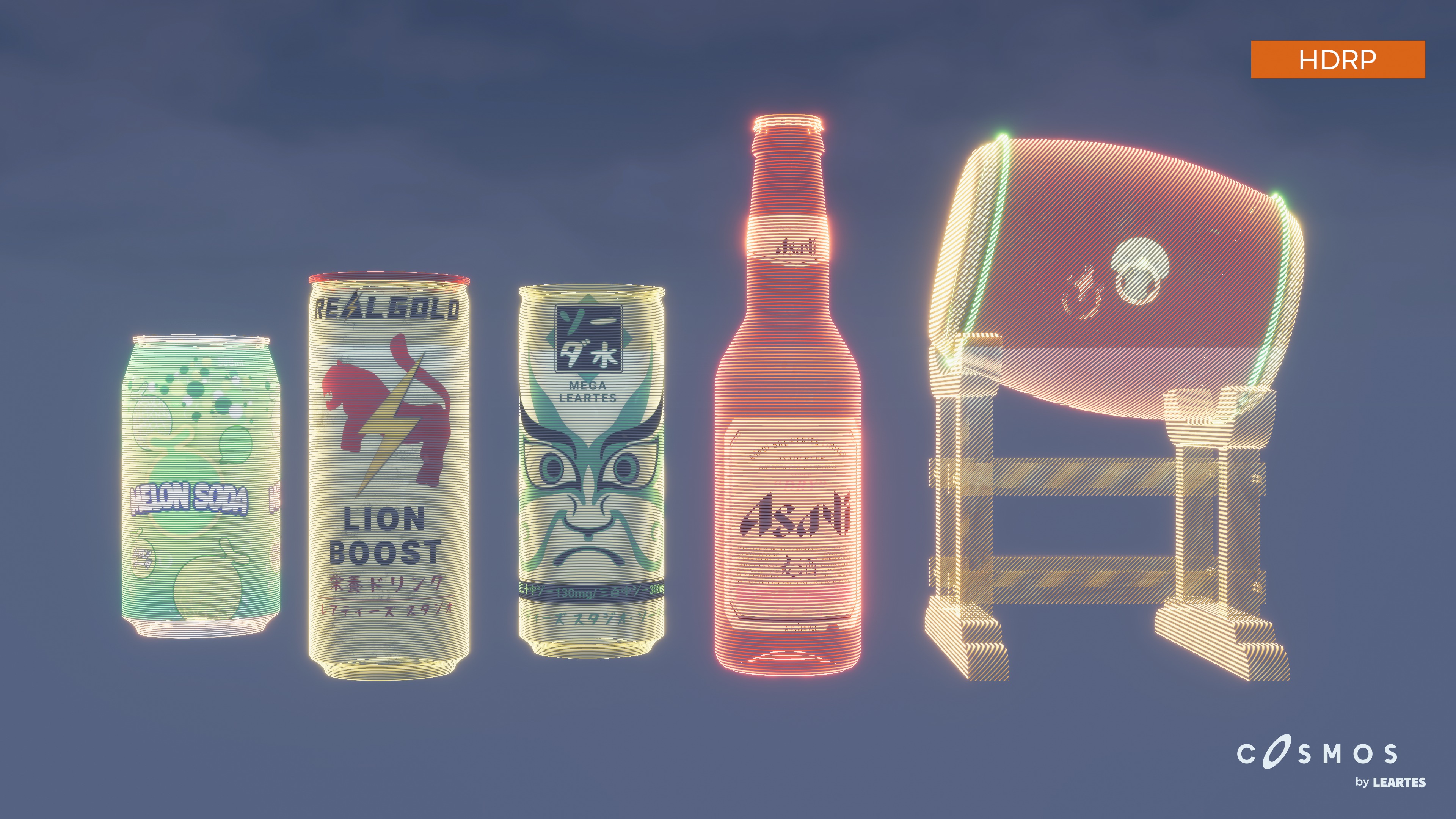 Cyberpunk Japan Holograms Neon Set of 51 Holograms Low-poly 3D model_5