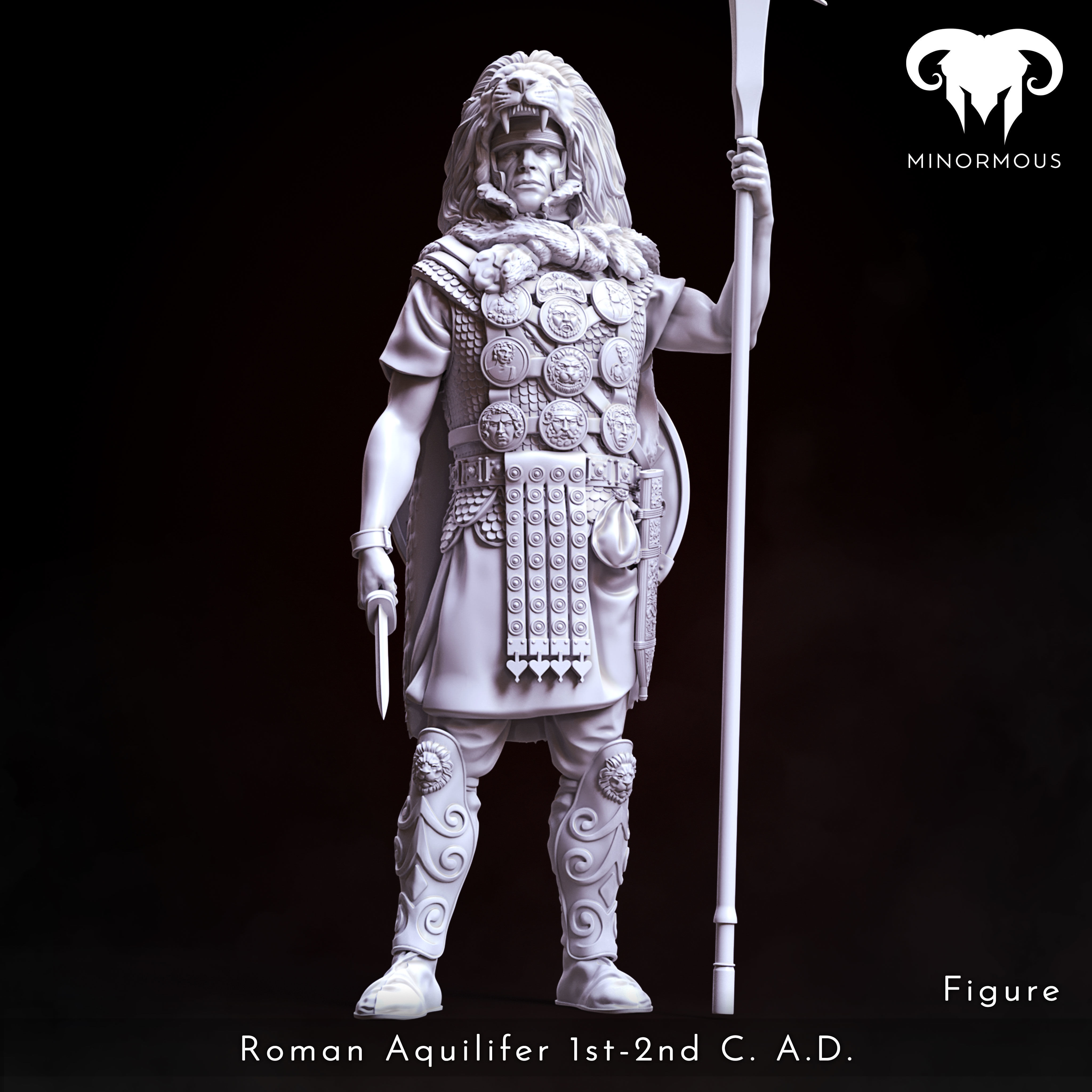 Figure - Roman Aquilifer 1st-2nd CAD Looking at the Battlefield 3D print model_1