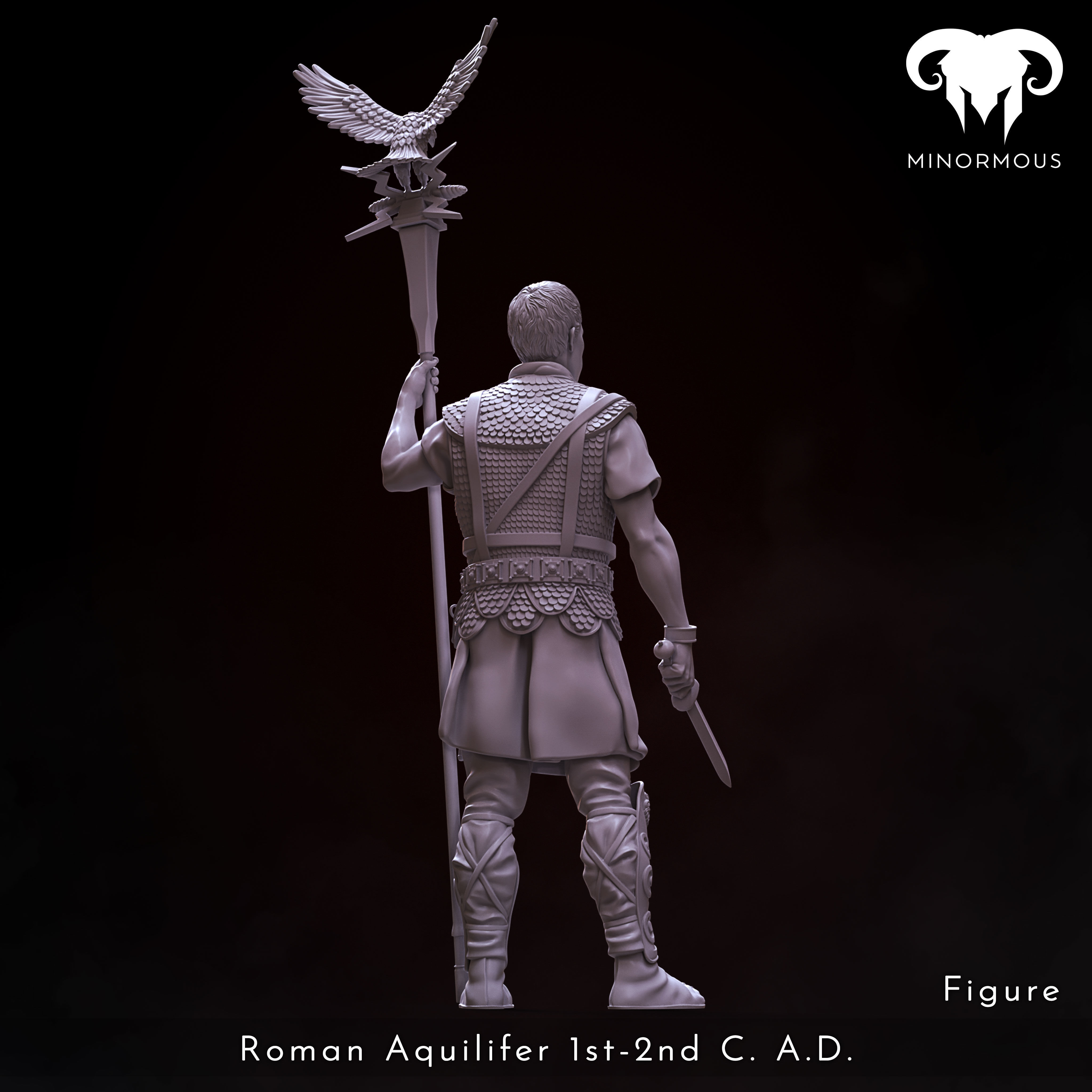 Figure - Roman Aquilifer 1st-2nd CAD Looking at the Battlefield 3D print model_9