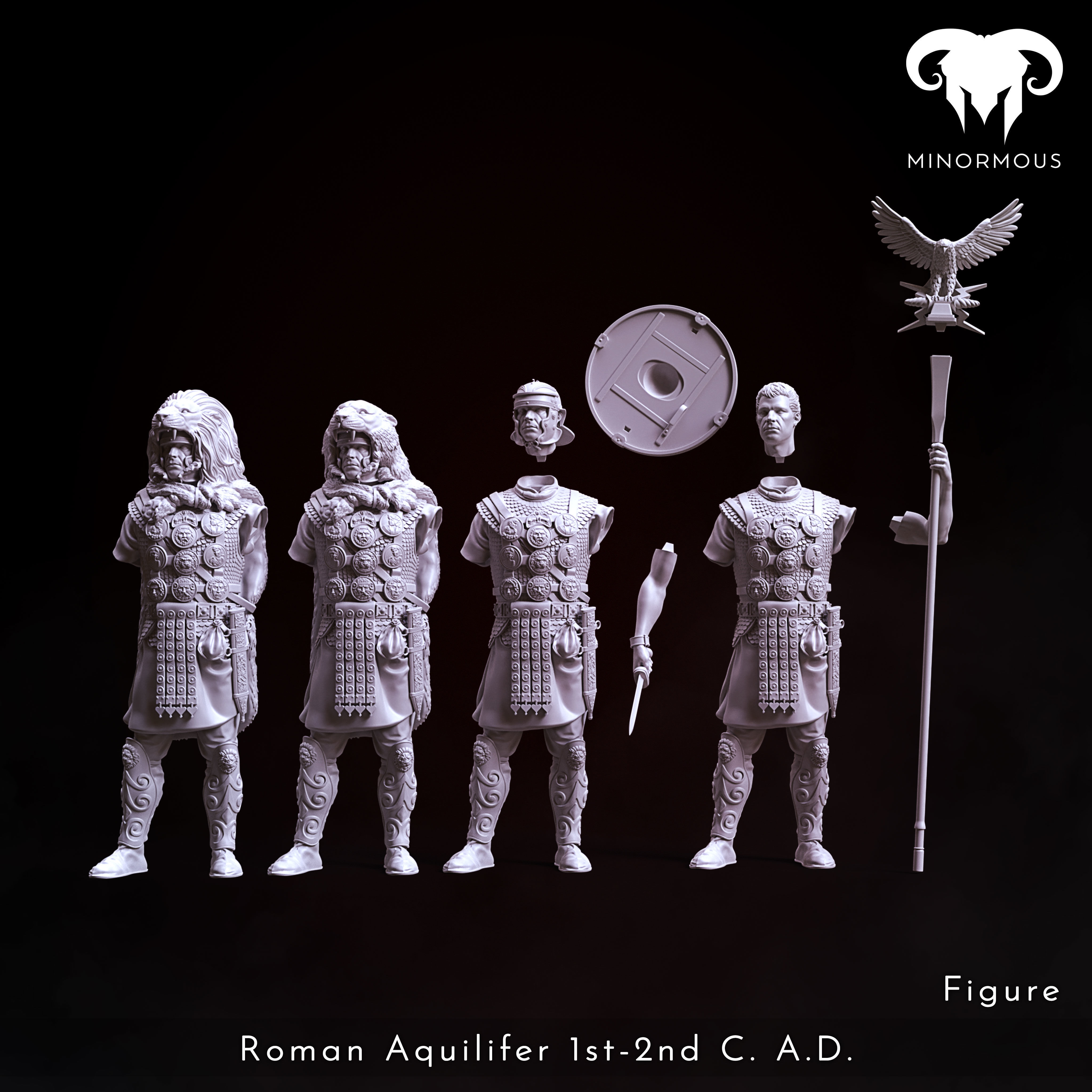 Figure - Roman Aquilifer 1st-2nd CAD Looking at the Battlefield 3D print model_2