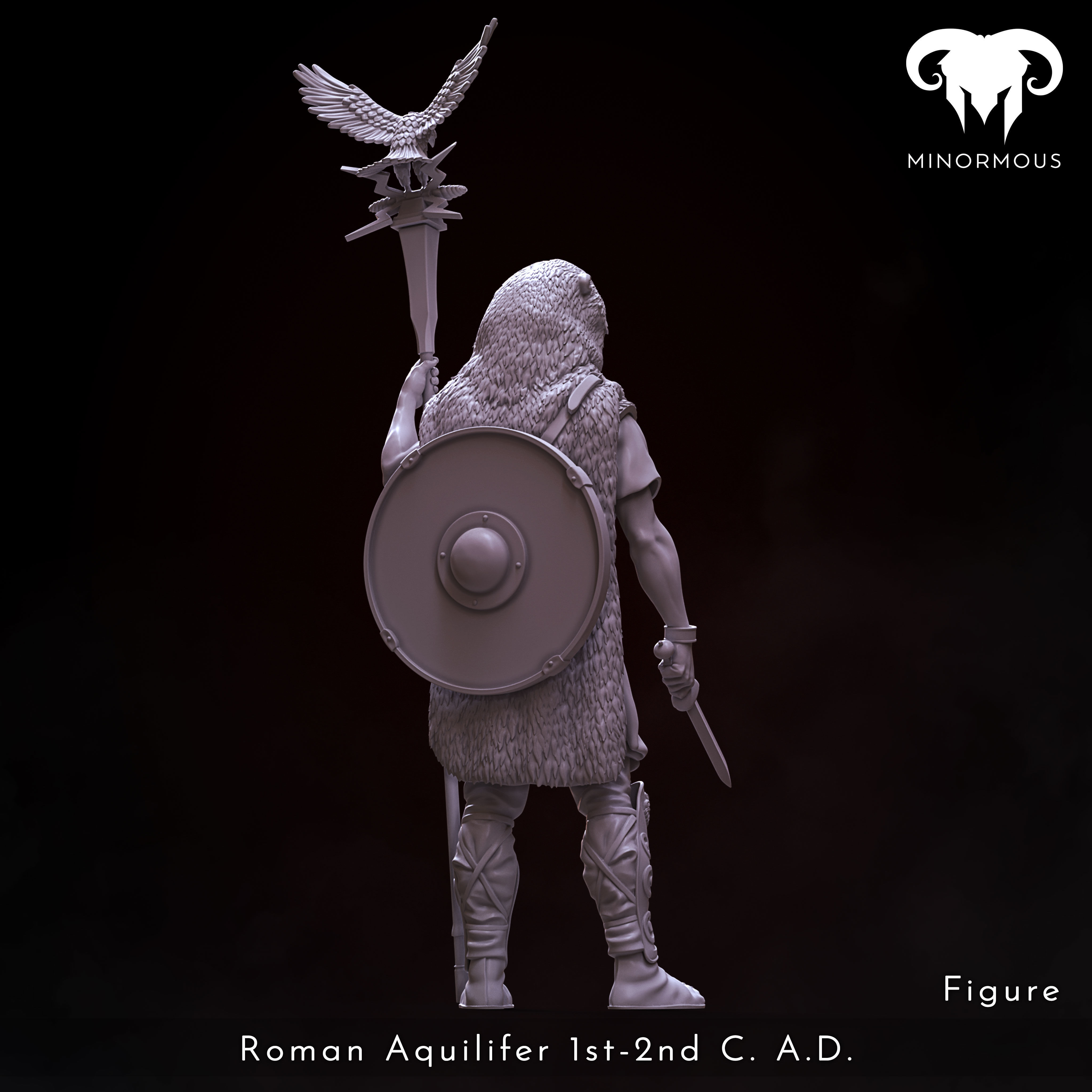 Figure - Roman Aquilifer 1st-2nd CAD Looking at the Battlefield 3D print model_5
