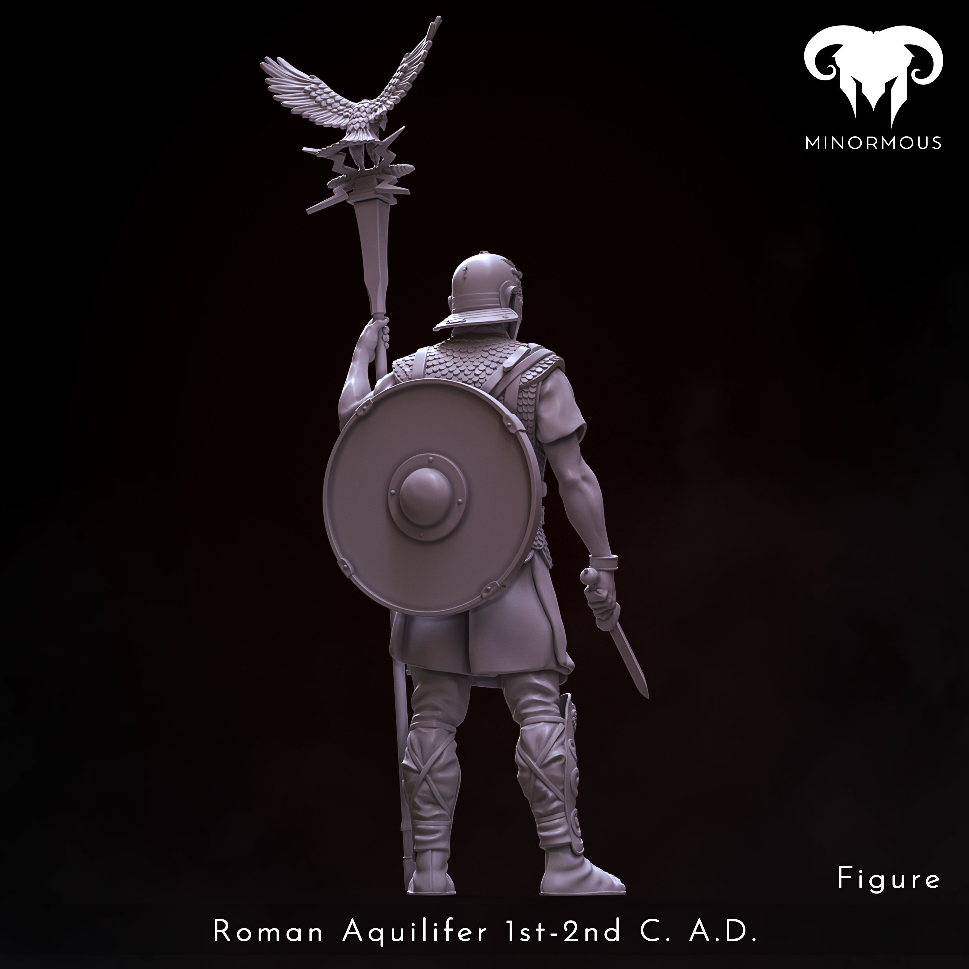 Figure - Roman Aquilifer 1st-2nd CAD Looking at the Battlefield 3D print model_7