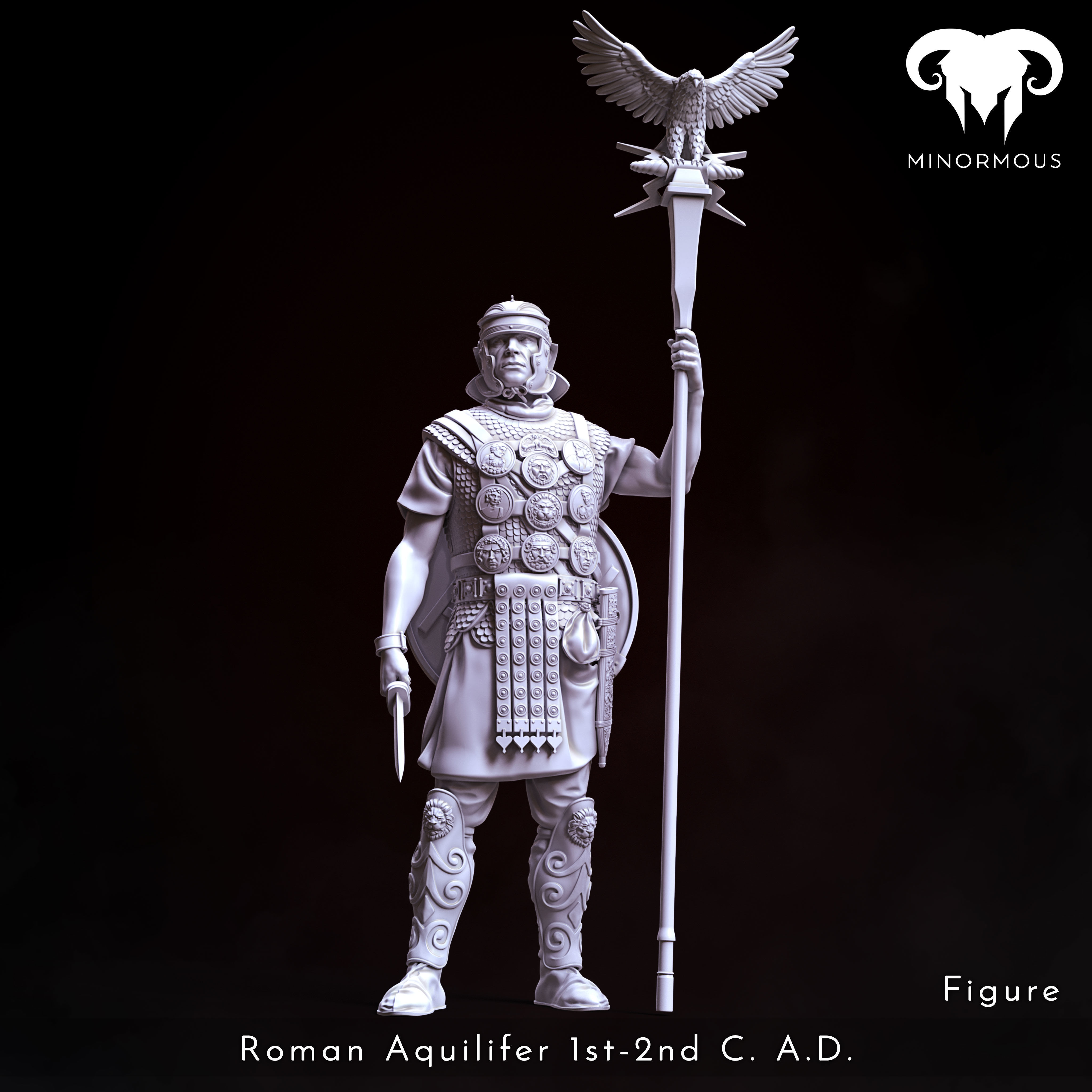 Figure - Roman Aquilifer 1st-2nd CAD Looking at the Battlefield 3D print model_6