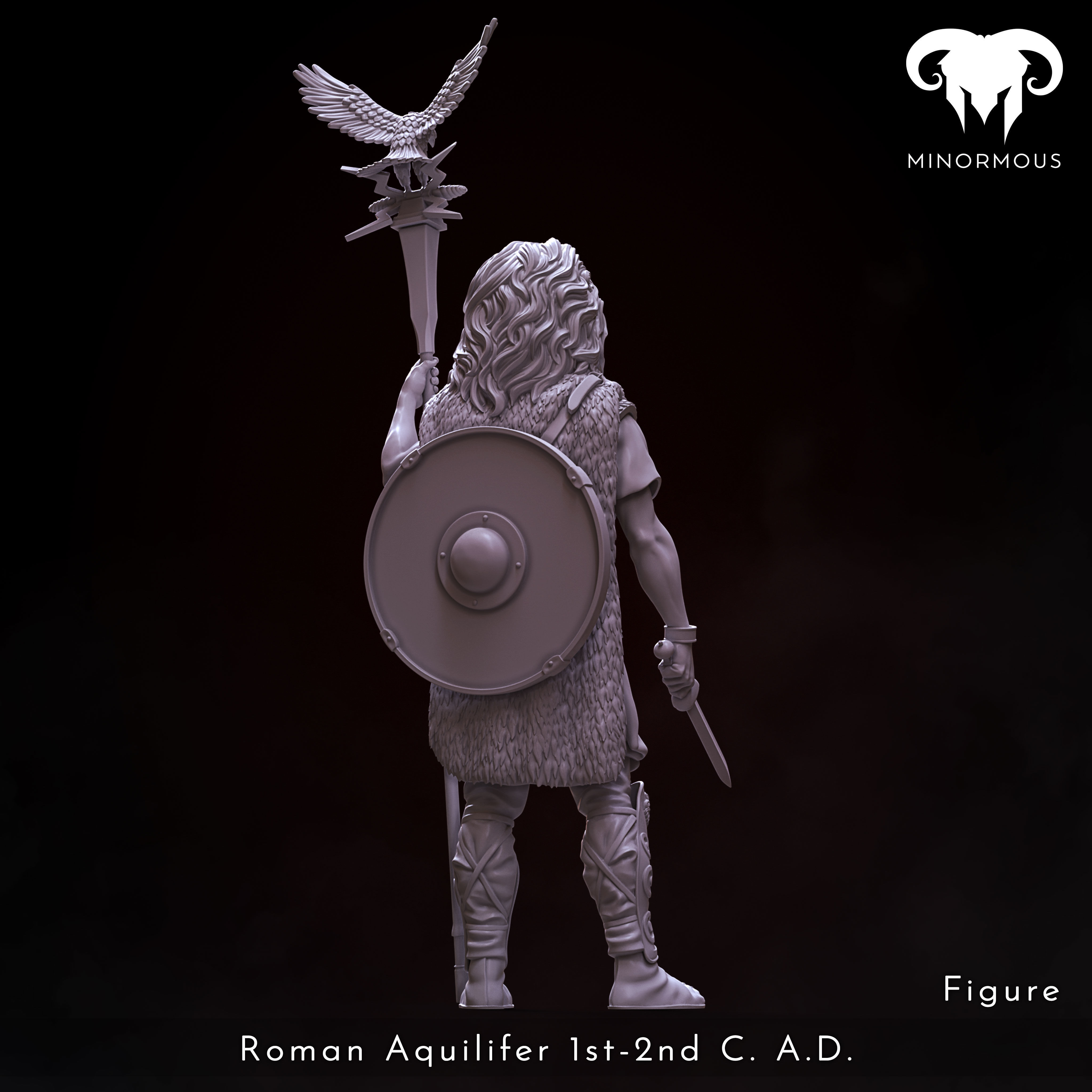 Figure - Roman Aquilifer 1st-2nd CAD Looking at the Battlefield 3D print model_3