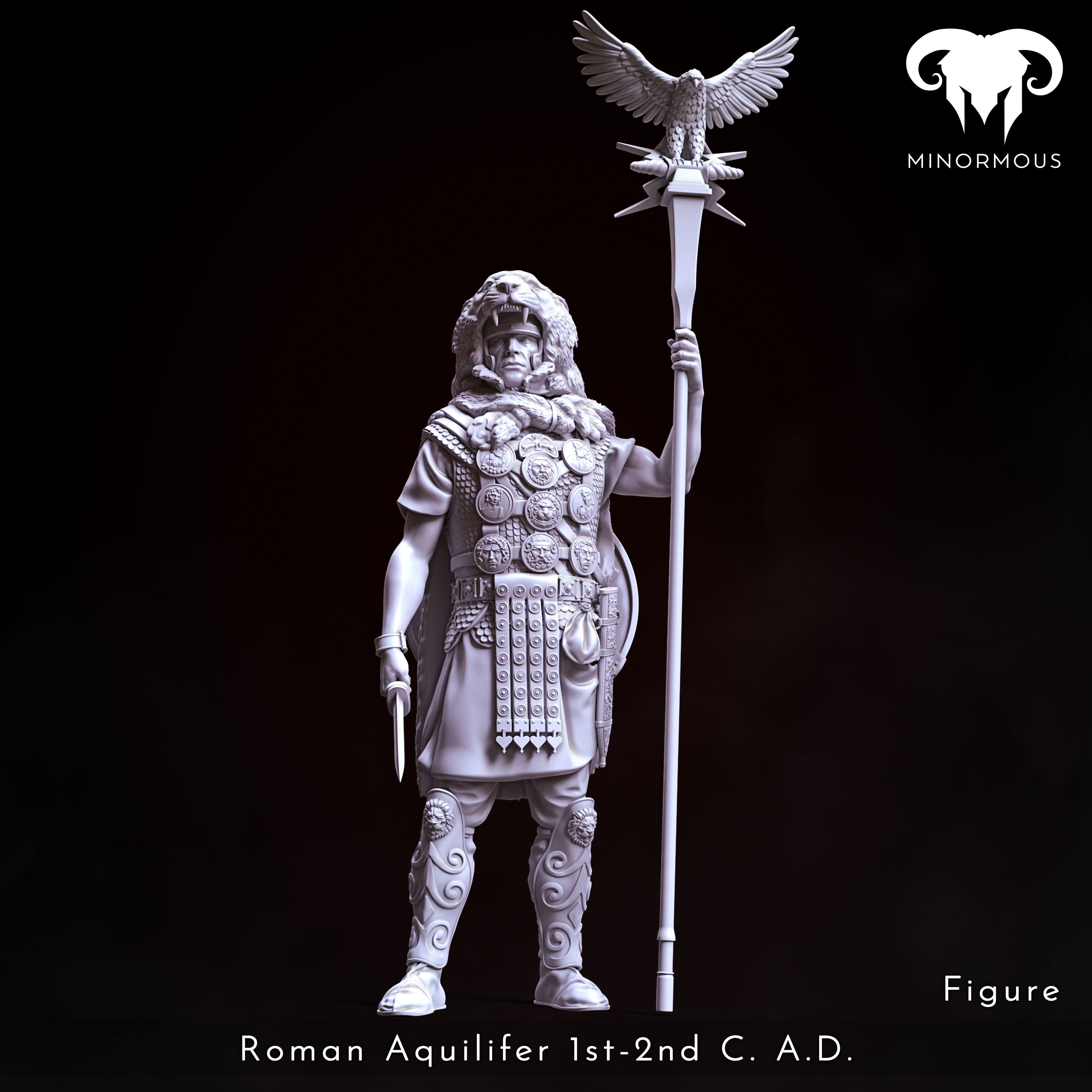 Figure - Roman Aquilifer 1st-2nd CAD Looking at the Battlefield 3D print model_4