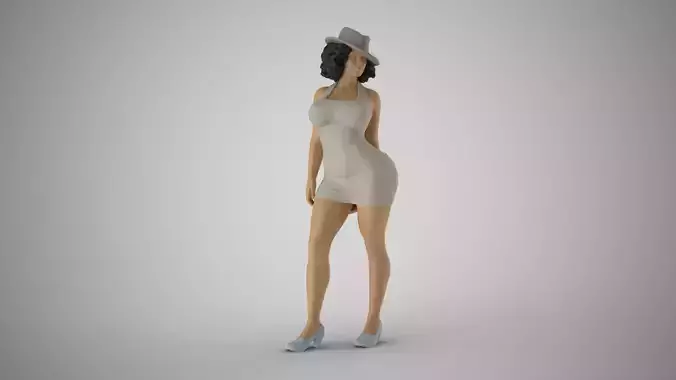 Woman with Hat 3D print model