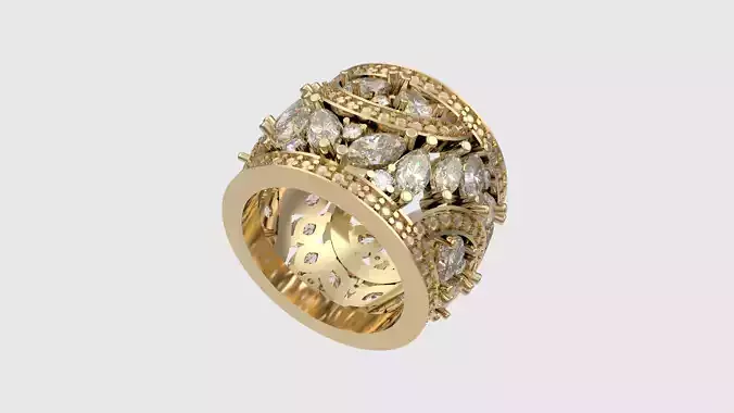 Marquise and Round Diamond Wedding Ring JDBCo