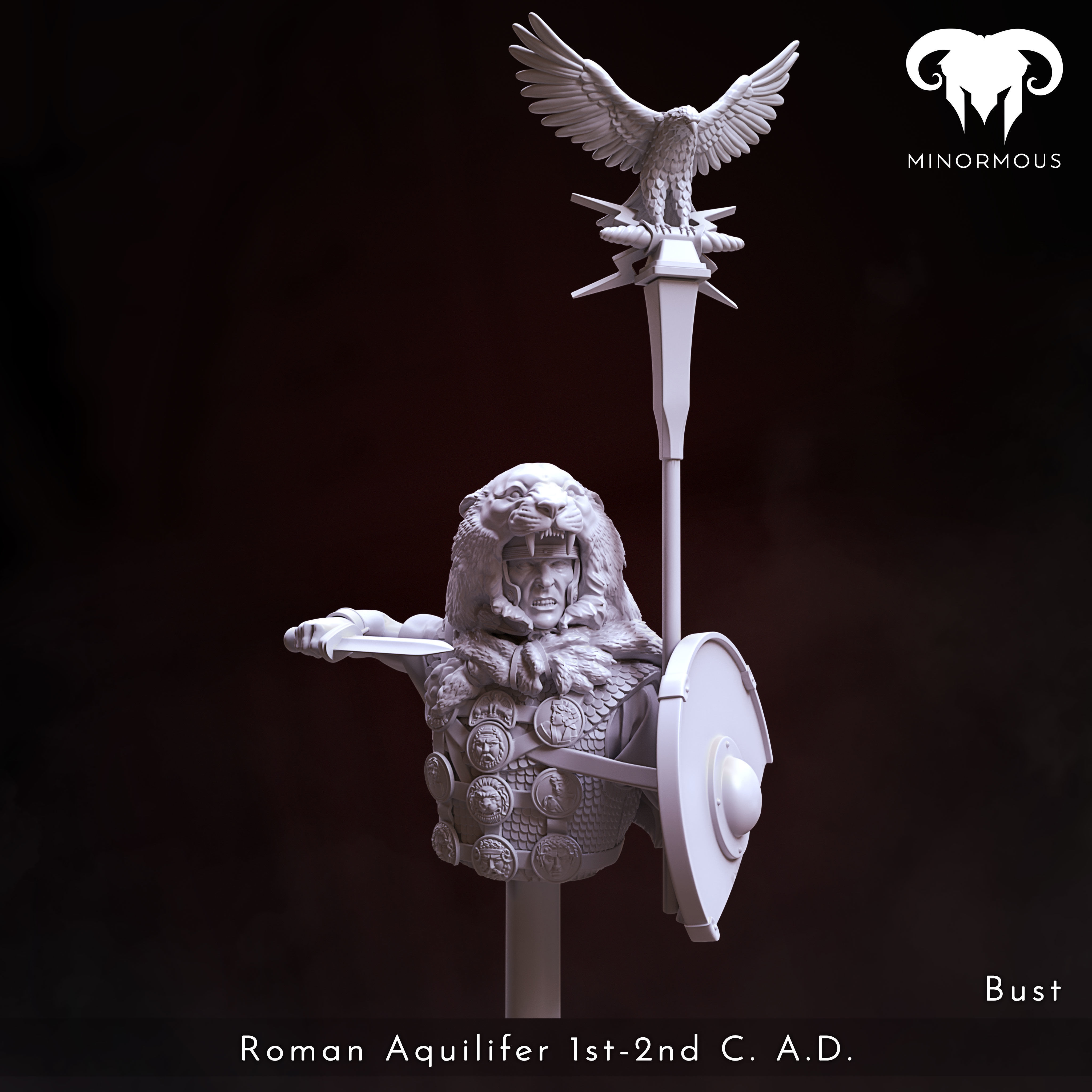 Bust - Roman Aquilifer 1st-2nd CAD The last Stand 3D print model_2