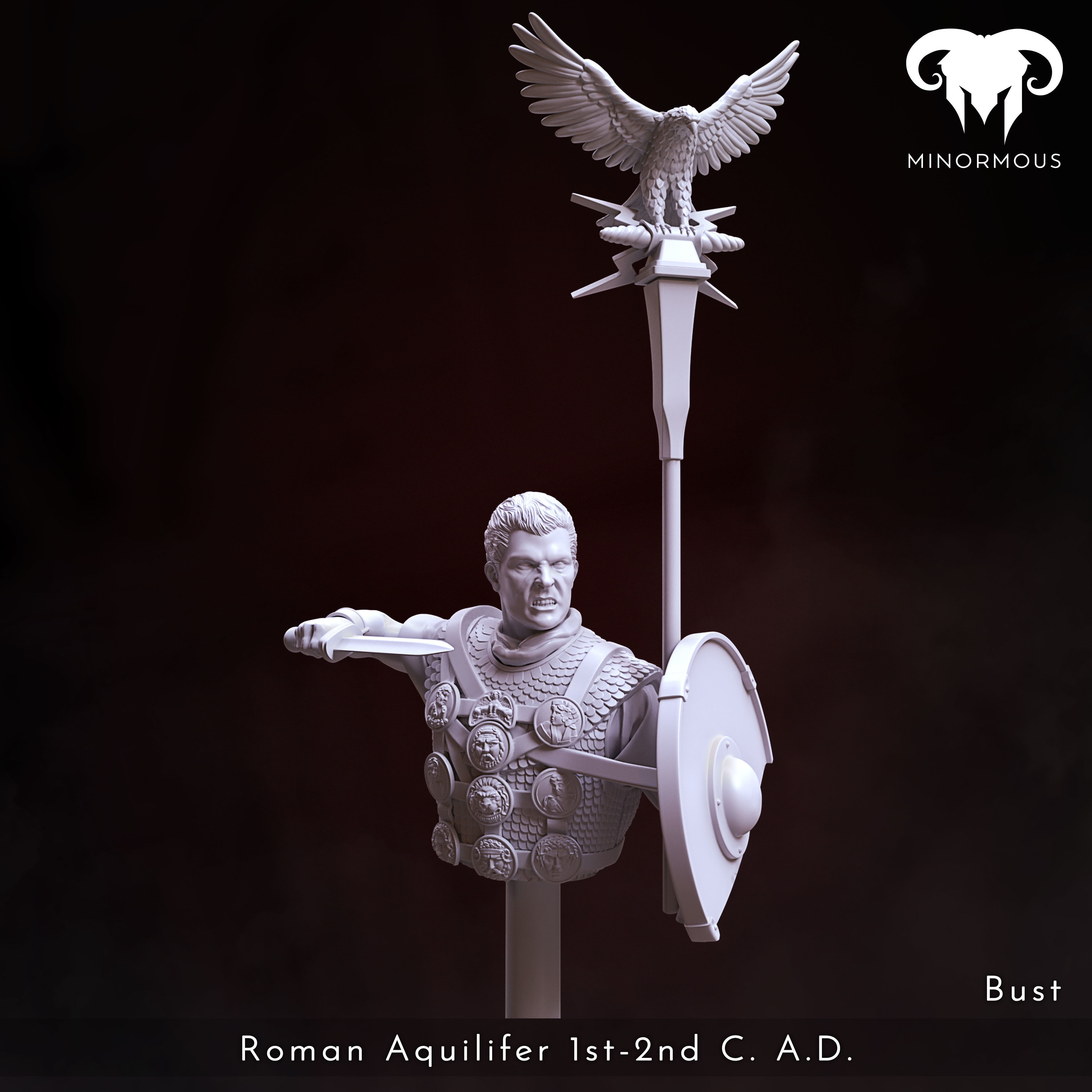 Bust - Roman Aquilifer 1st-2nd CAD The last Stand 3D print model_5
