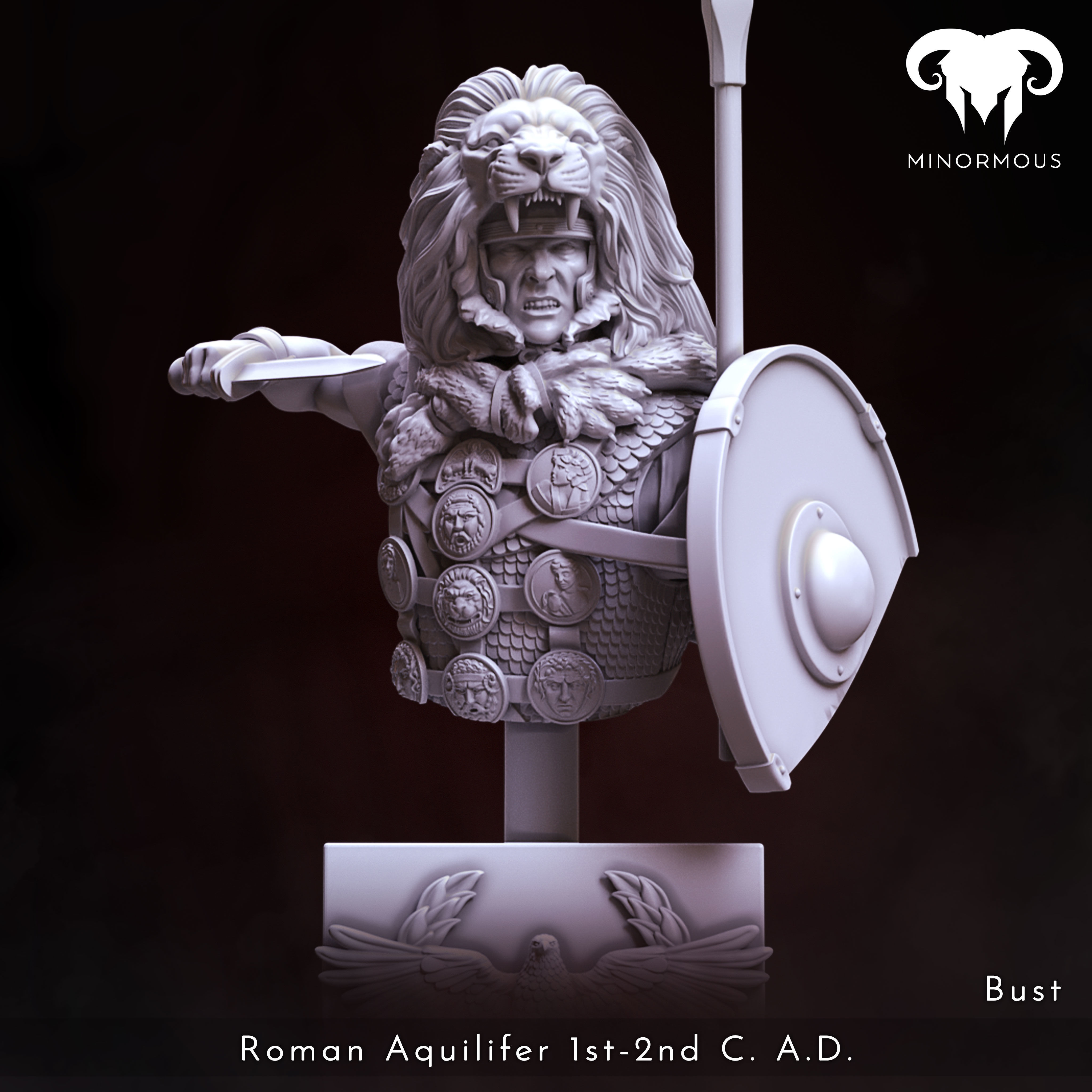 Bust - Roman Aquilifer 1st-2nd CAD The last Stand 3D print model_1