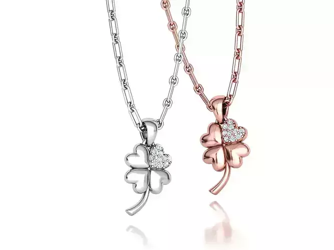 Lucky Diamond Clover Pendant Necklace 11mm wide 3dmodel 3D print model