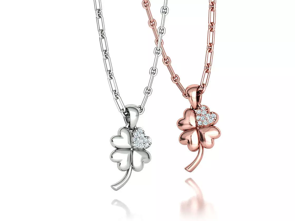 Lucky Diamond Clover Pendant Necklace 11mm wide 3dmodel 3D print model