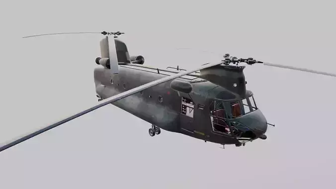 CH 47 Chinook Military Transport Helicopter with Interior 3D model