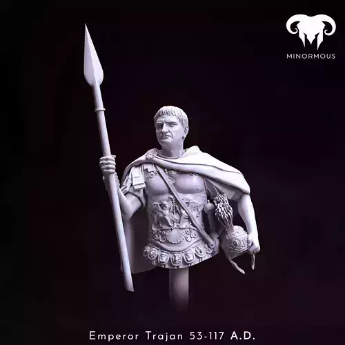 Bust - Roman Emperor Trajan 98 to 117 AD Conquering the World 3D print model