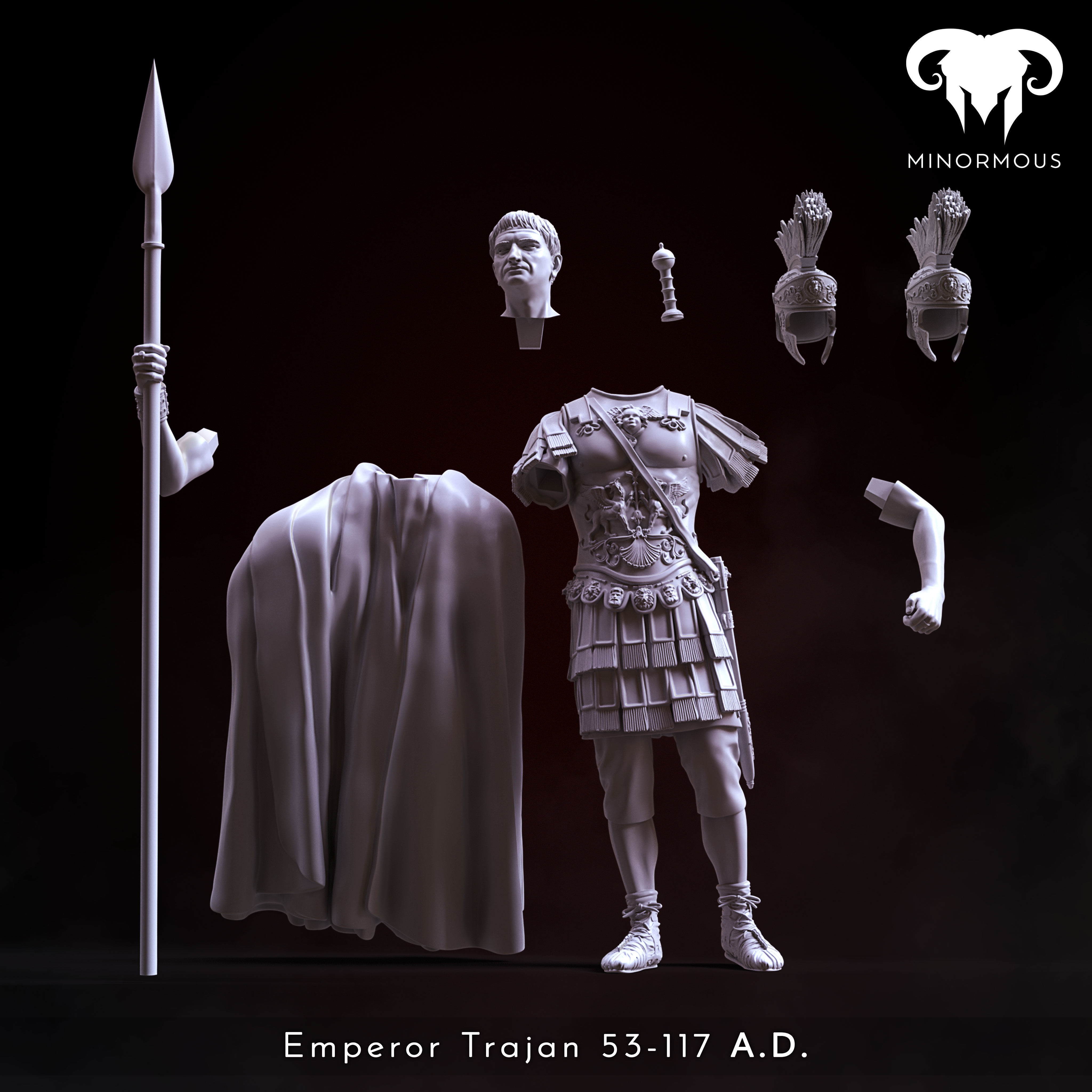 Bundle - Roman Emperor Trajan 98 to 117 AD Conquering the World 3D print model_4