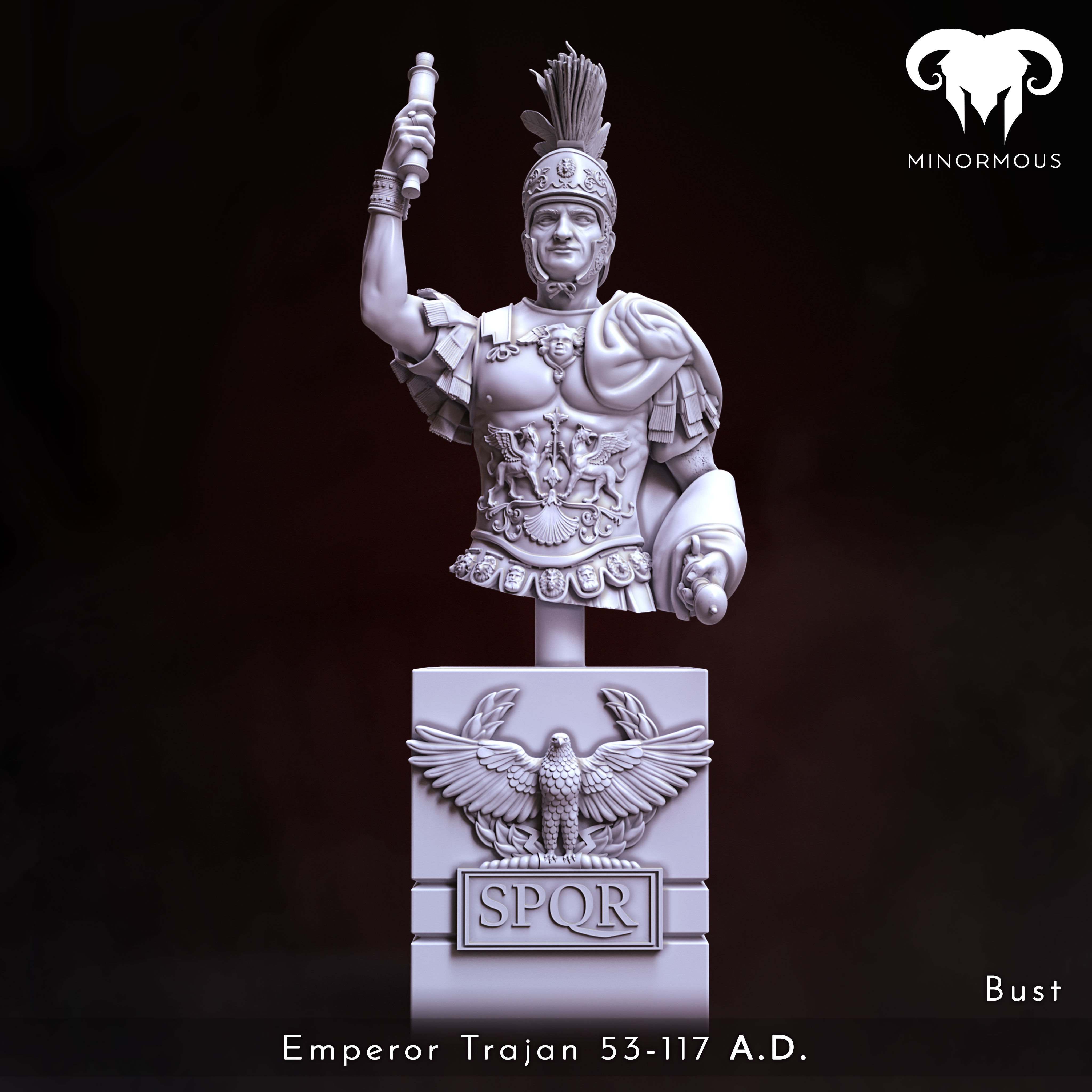 Bust - Roman Emperor Trajan 98 to 117 AD From Soldier to Emperor 3D print model_4