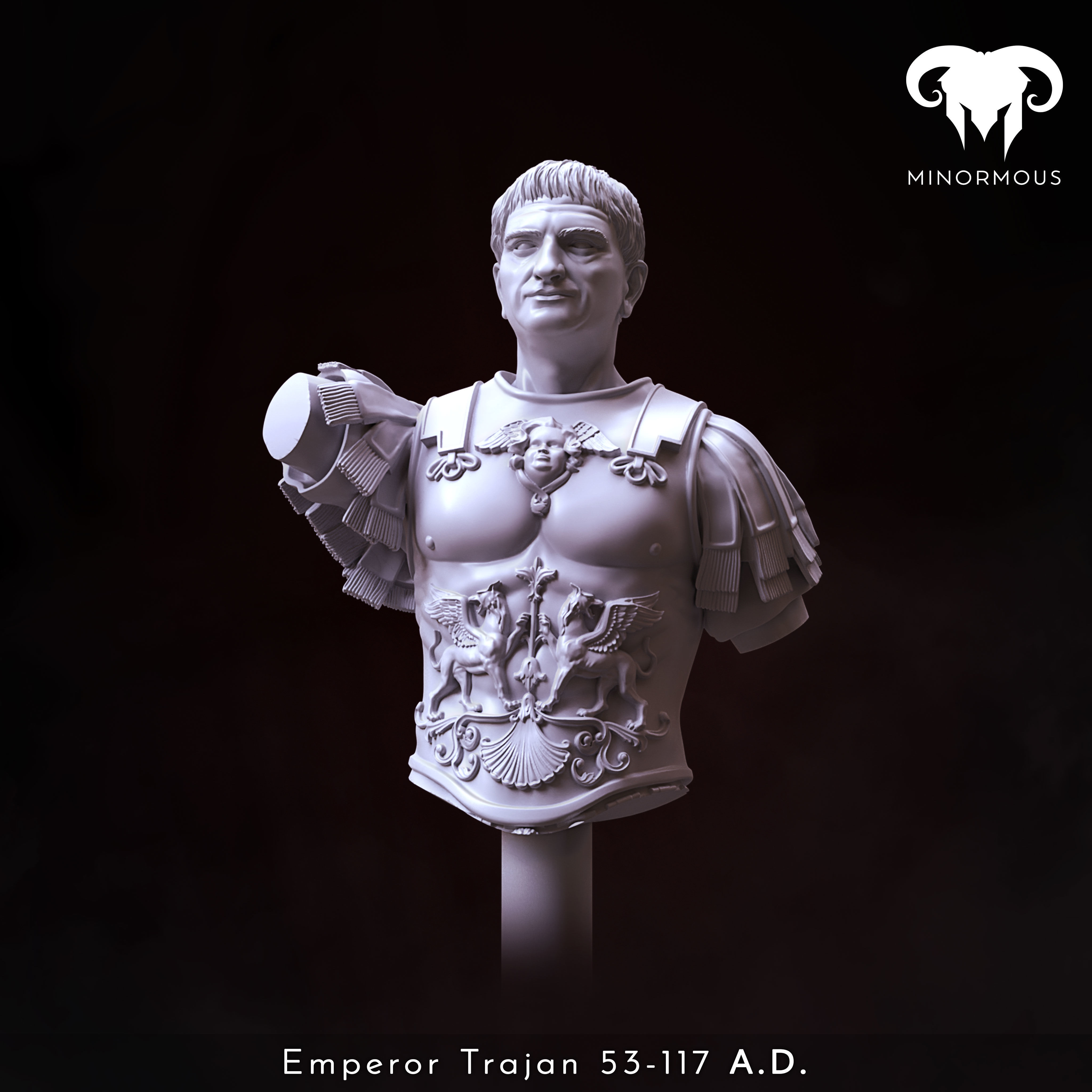 Bust - Roman Emperor Trajan 98 to 117 AD From Soldier to Emperor 3D print model_3