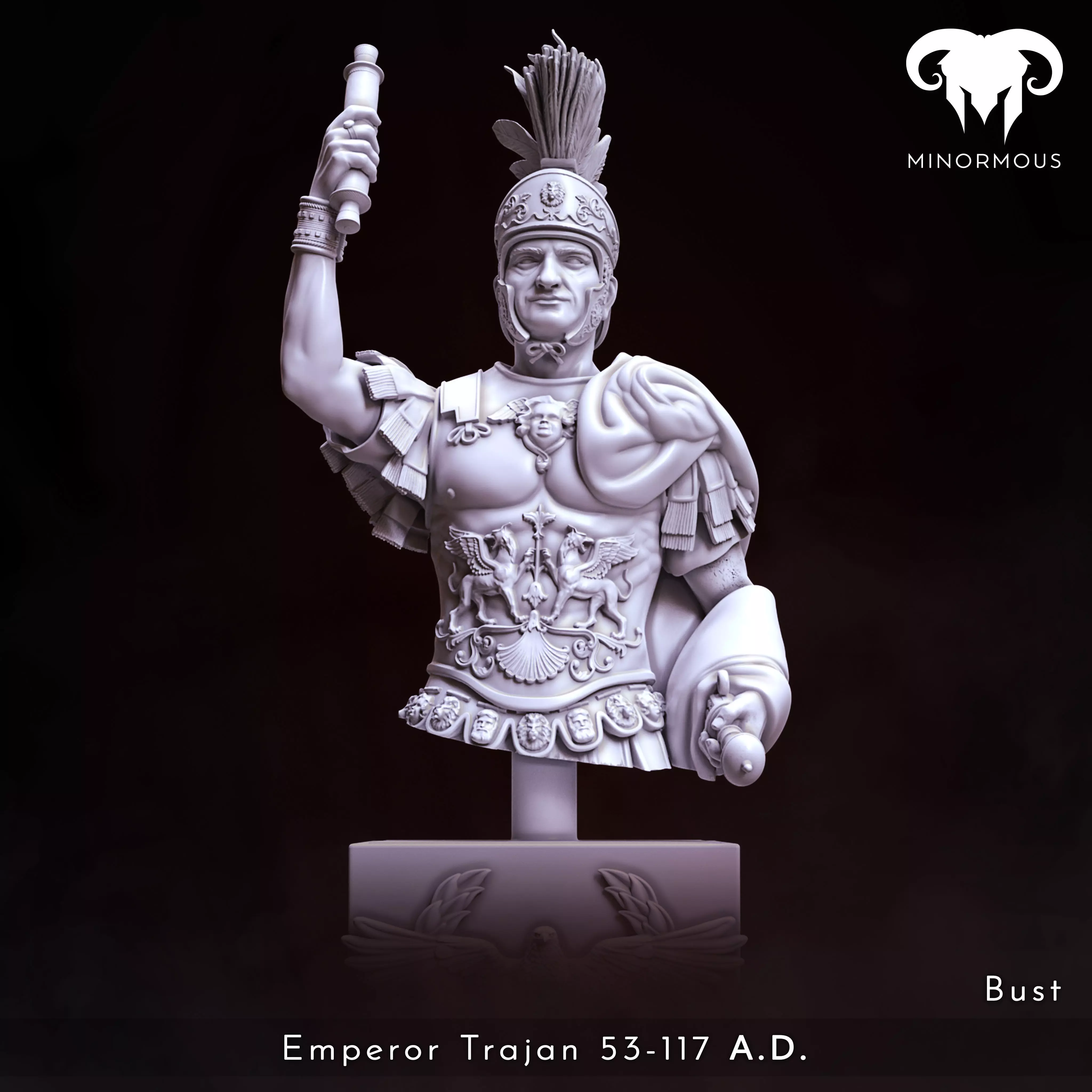 Bust - Roman Emperor Trajan 98 to 117 AD From Soldier to Emperor 3D print model_0
