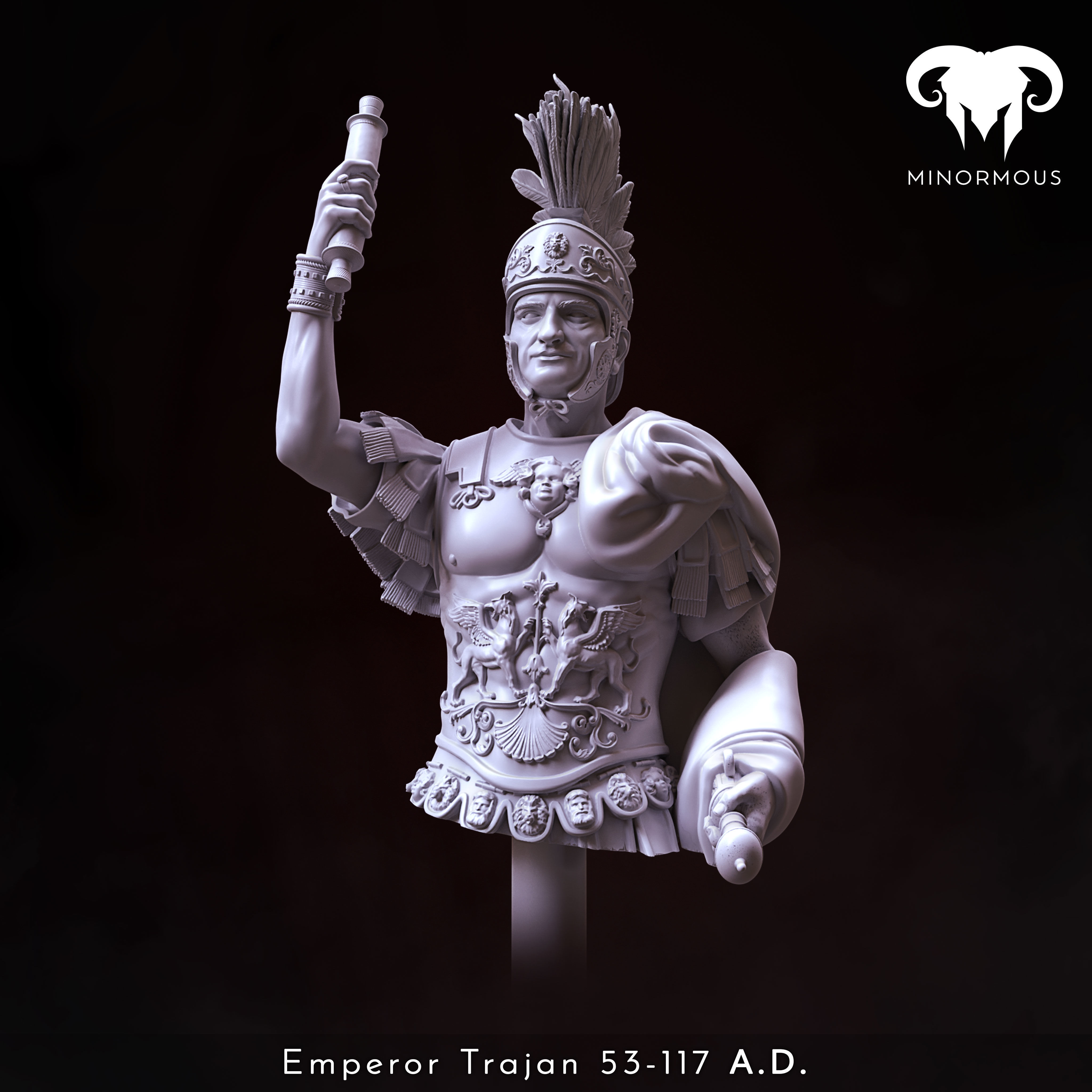 Bust - Roman Emperor Trajan 98 to 117 AD From Soldier to Emperor 3D print model_2