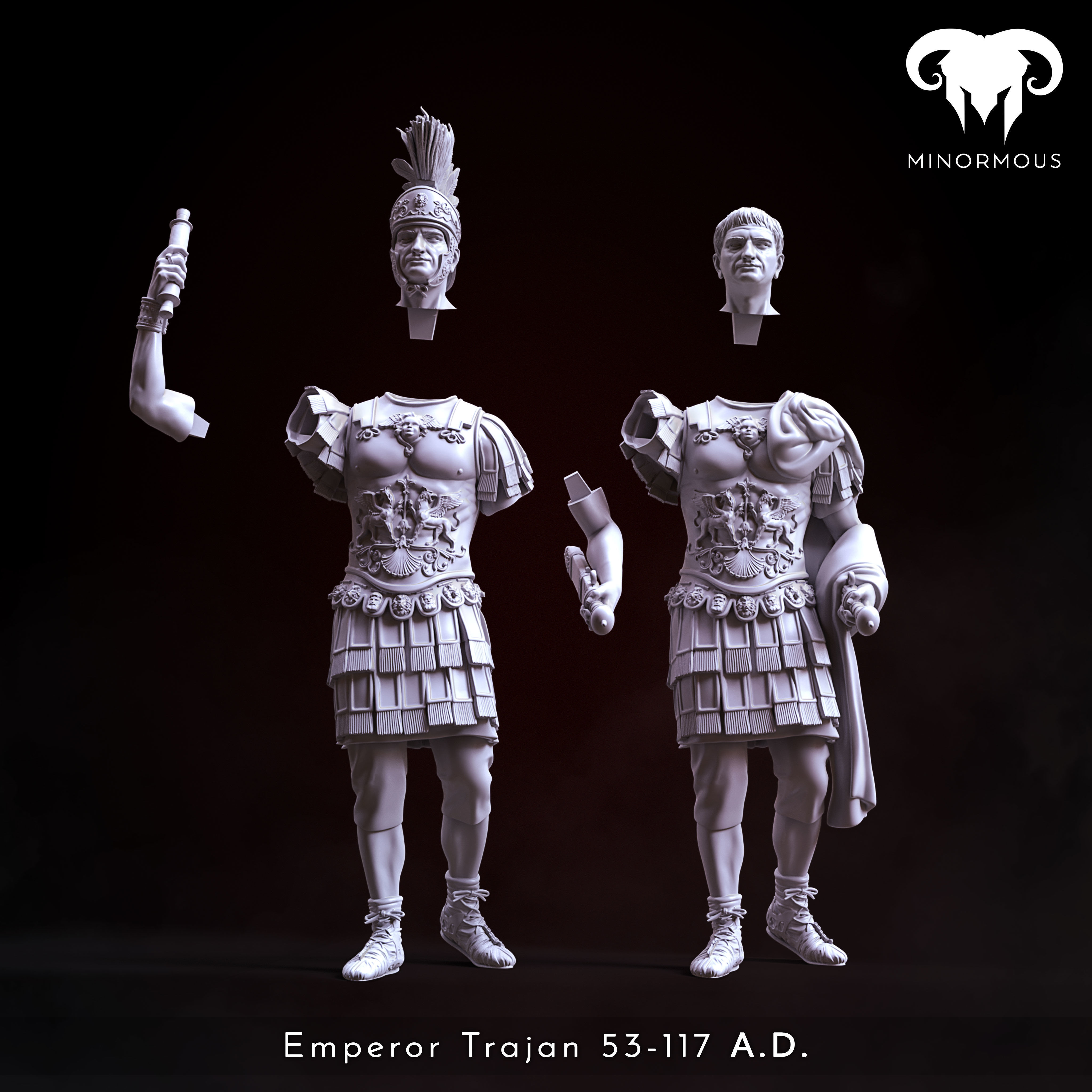 Figure - Roman Emperor Trajan 98-117 AD From Soldier to Emperor 3D print model_1