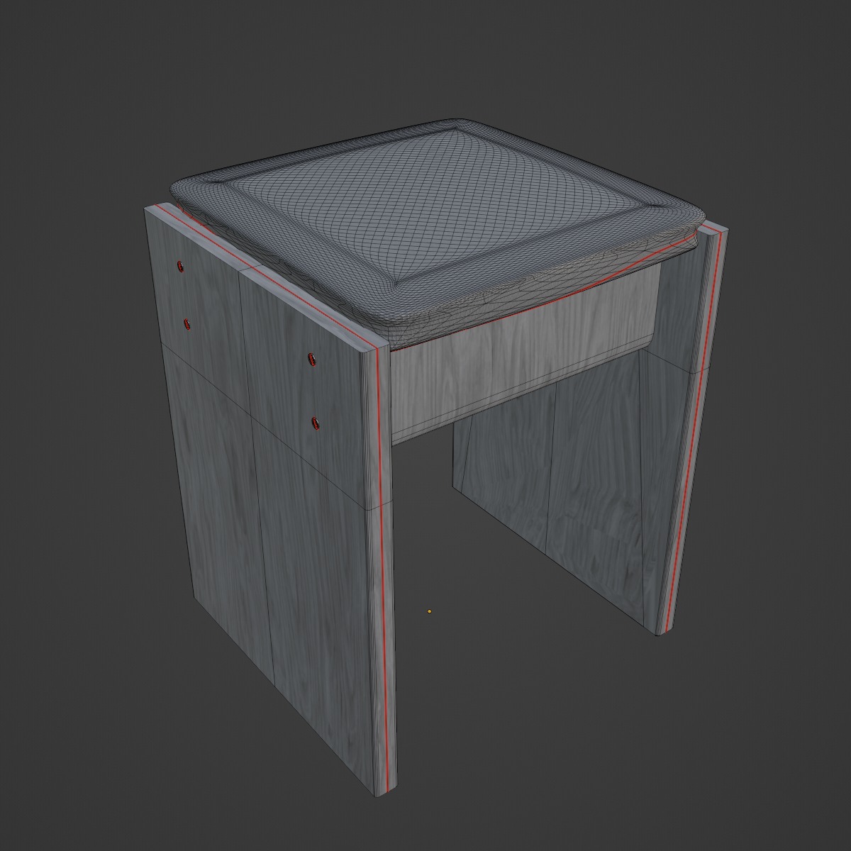 Wooden Stool 03 3D model_7