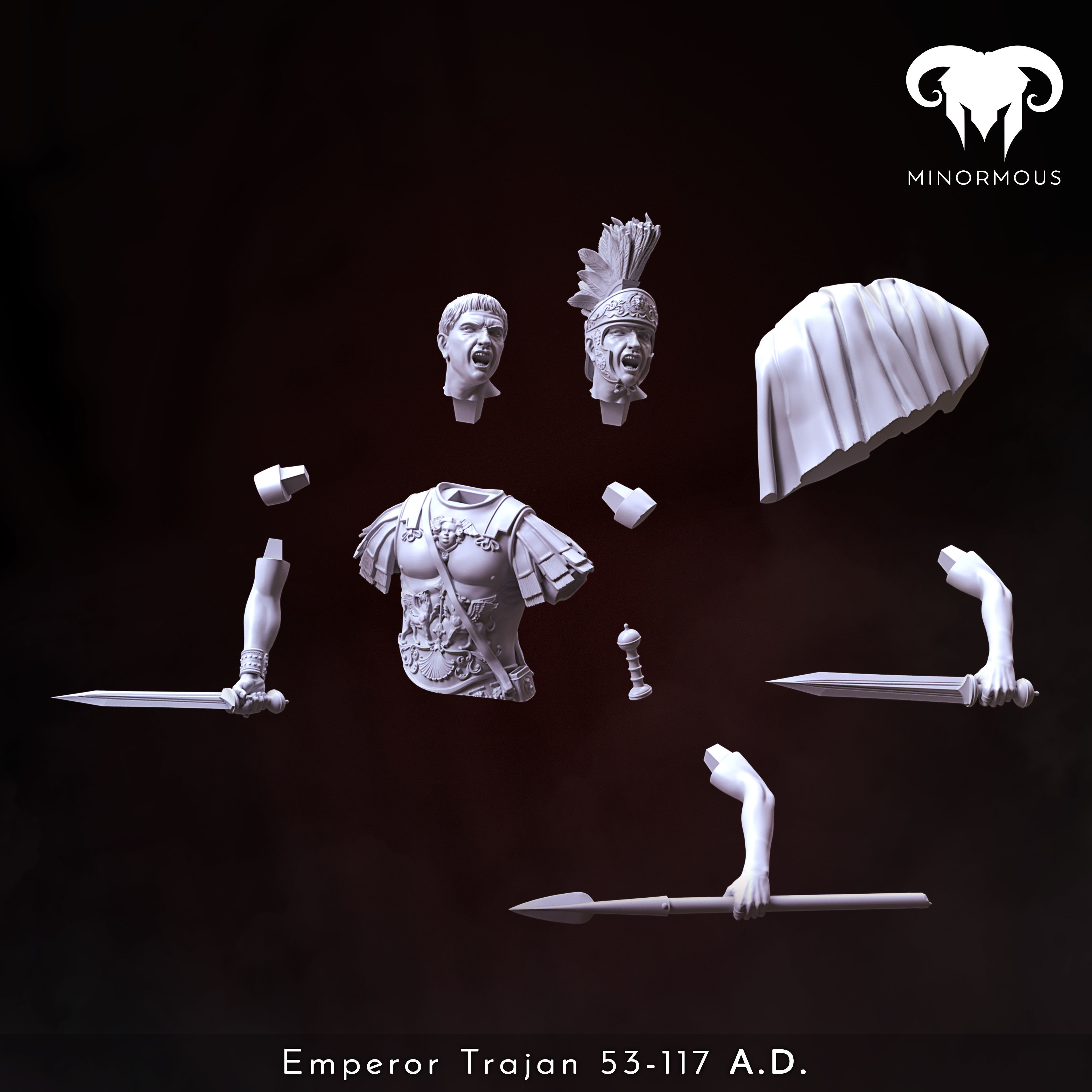 Bundle - Roman Emperor Trajan 98-117 AD The Sword of Rome 3D print model_2