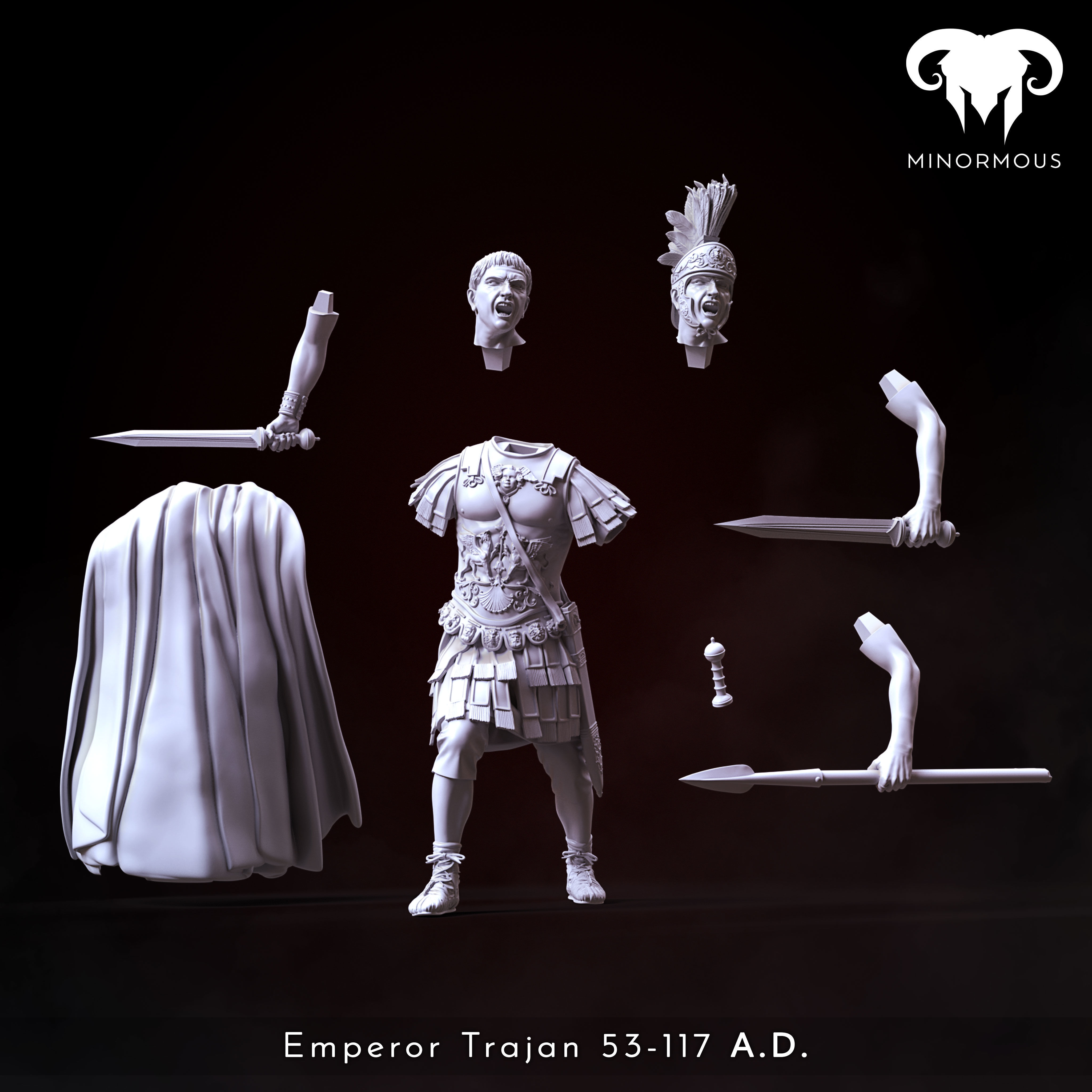 Bundle - Roman Emperor Trajan 98-117 AD The Sword of Rome 3D print model_4