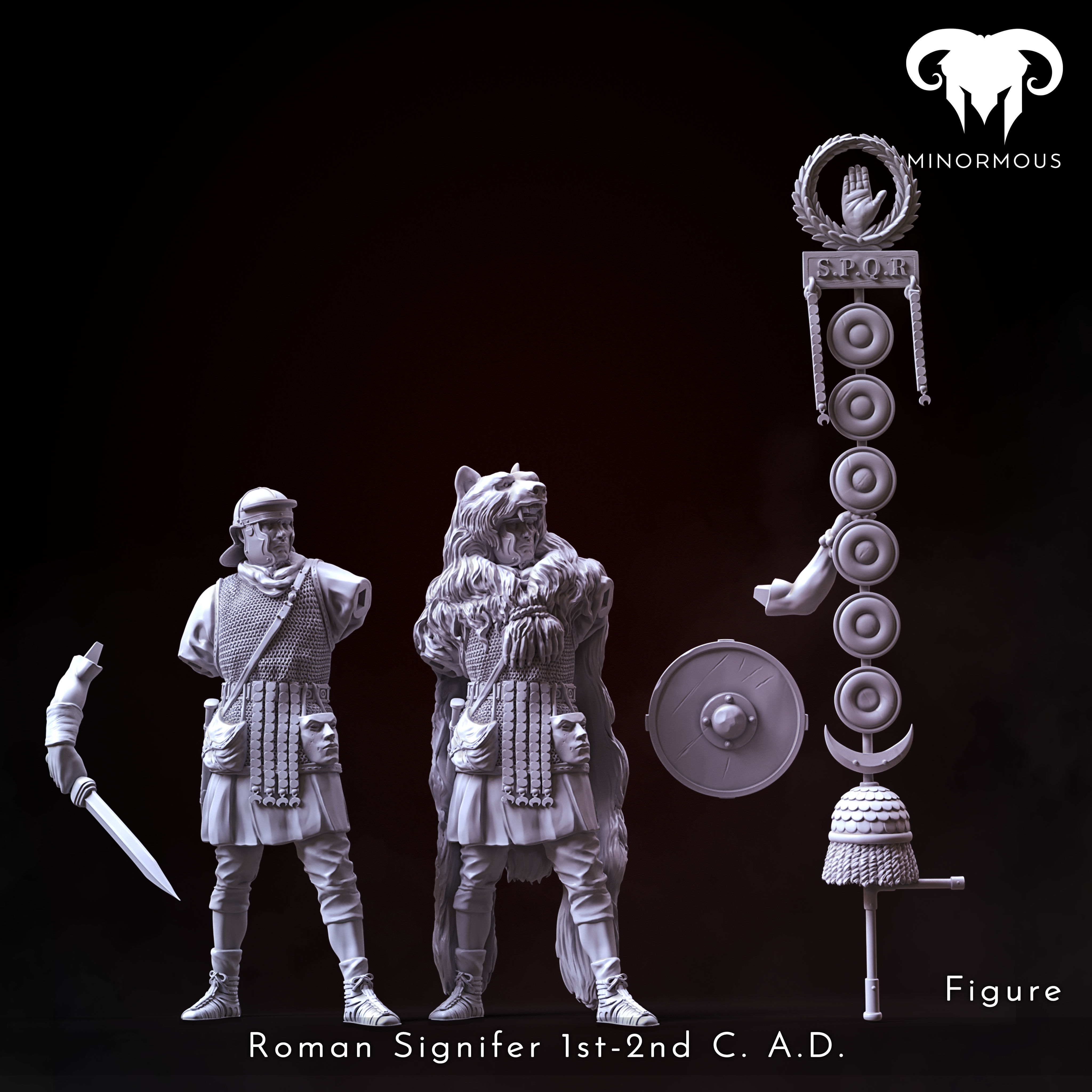 Bundle - Roman Signifer 1st-2nd CAD Standard of Honor 3D print model_4