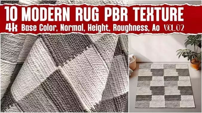 Modern Rug VOL02 4K Seamless PNG PBR Textures